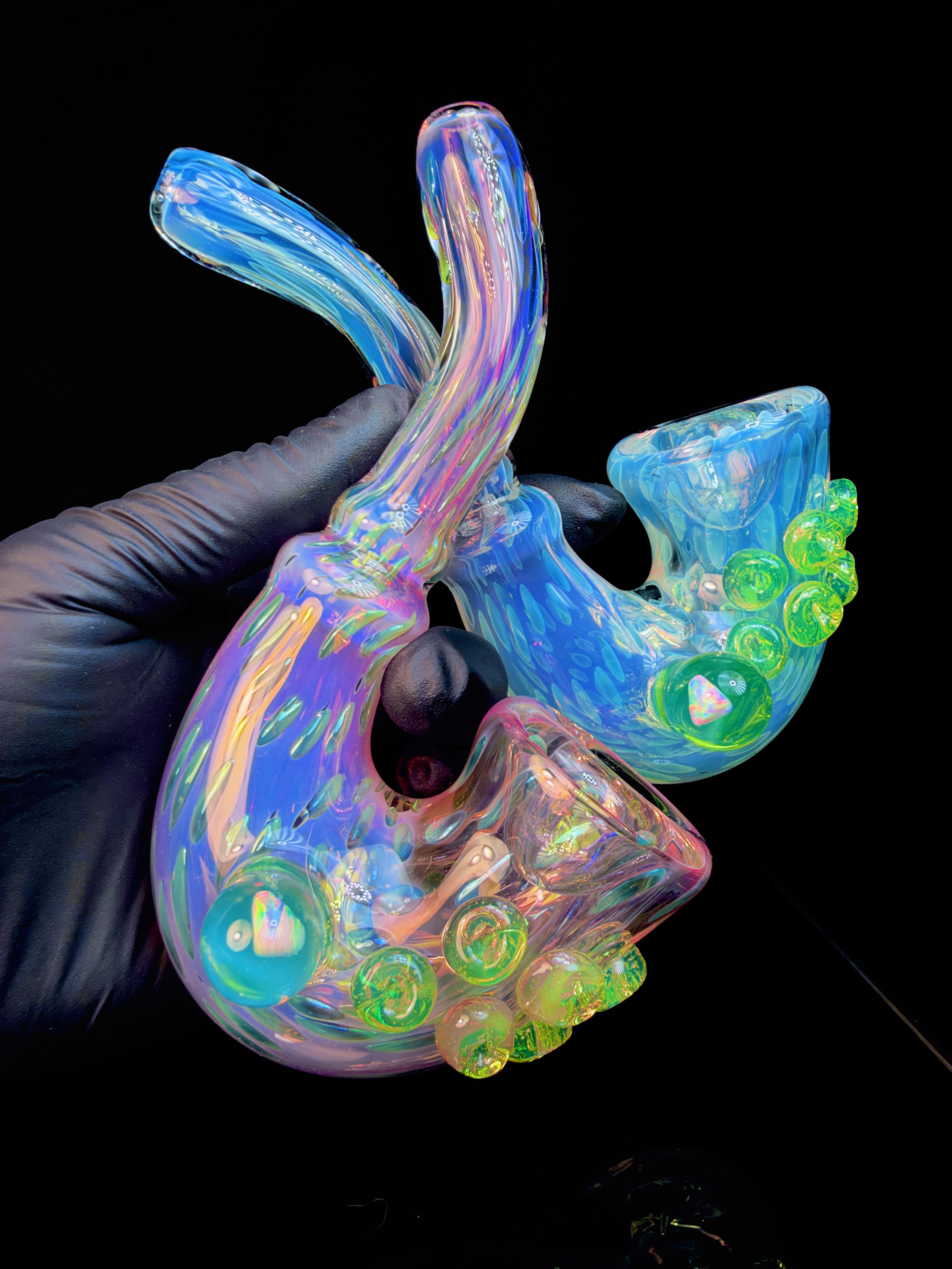 Frit Color Changing Glass Pipe - Fat Buddha Glass Frit Color Changing Glass Pipe - Fat Buddha Glass