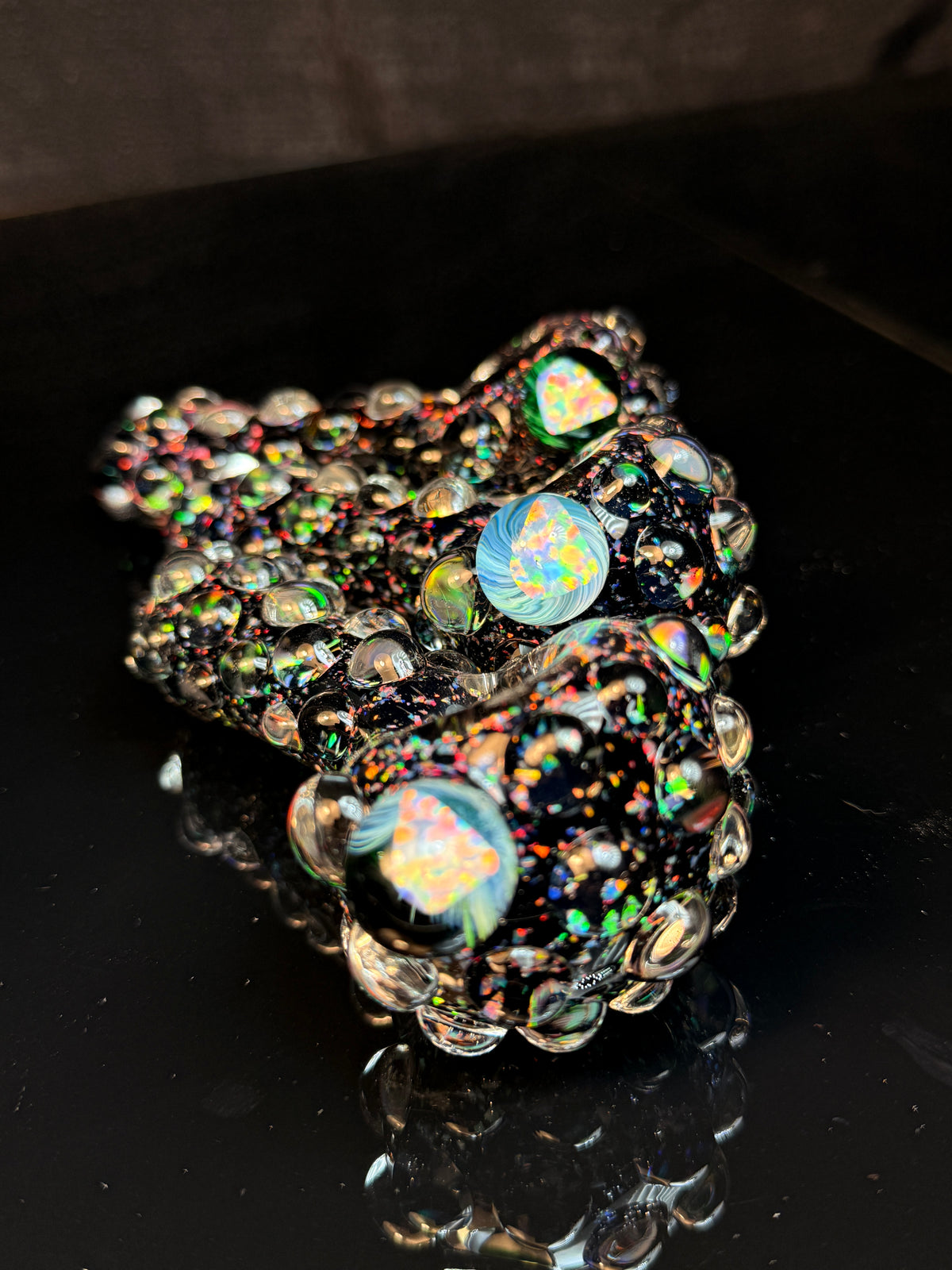 Black Crushed Opal Glass Pipe