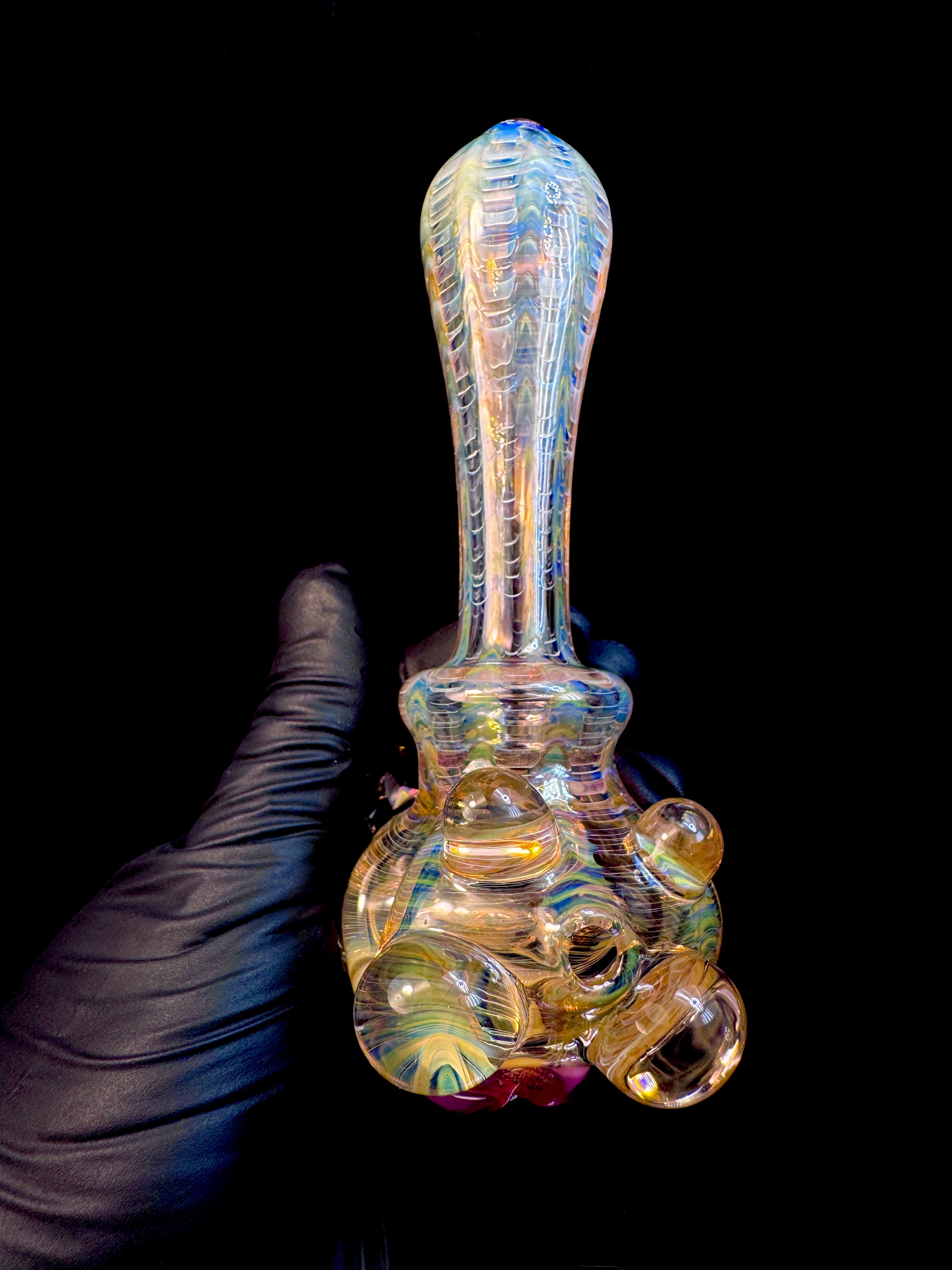Electric blue dark web opal eyeball spoon