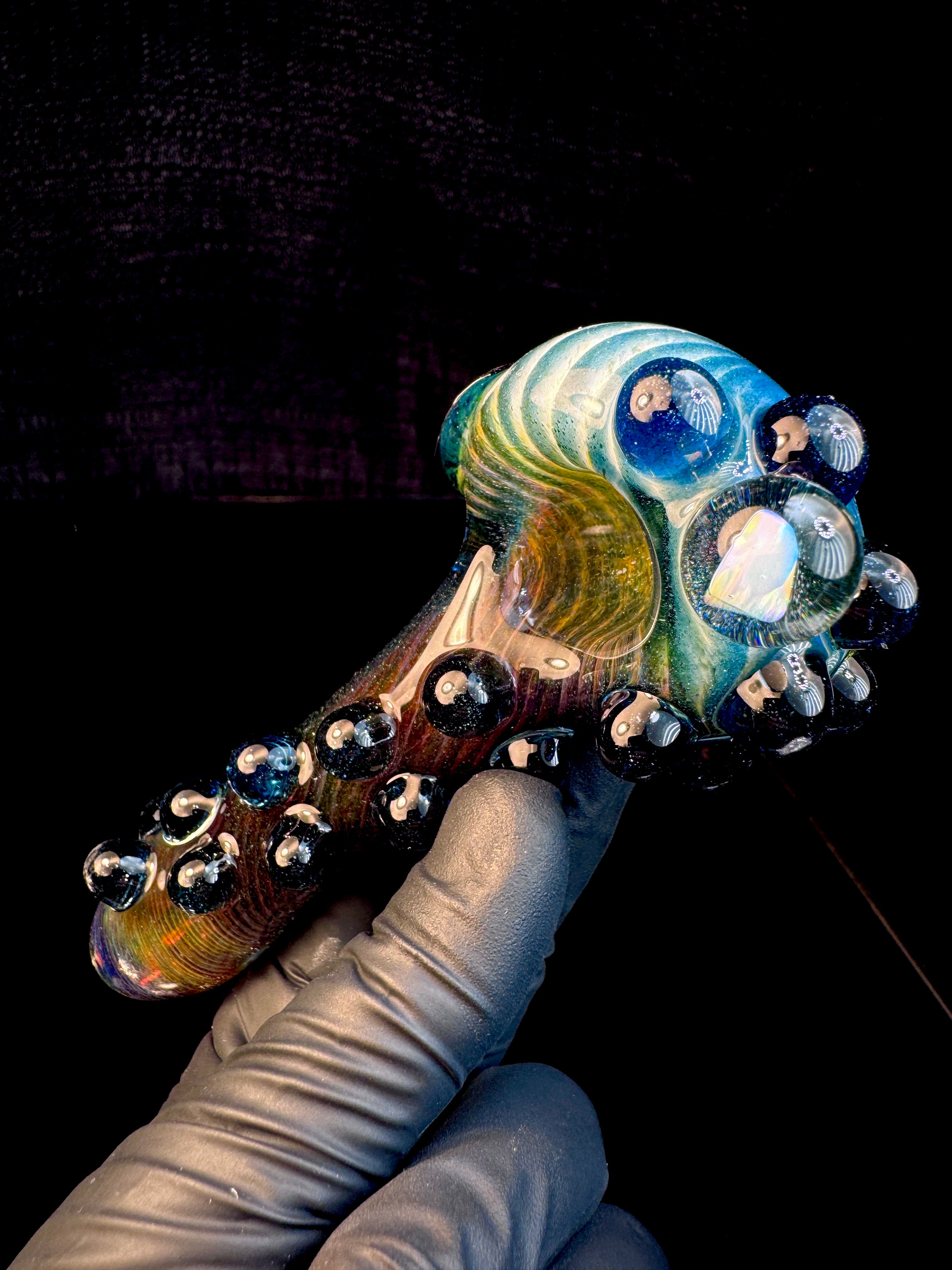 Blue stardust x nebula Striped Opal Pipe