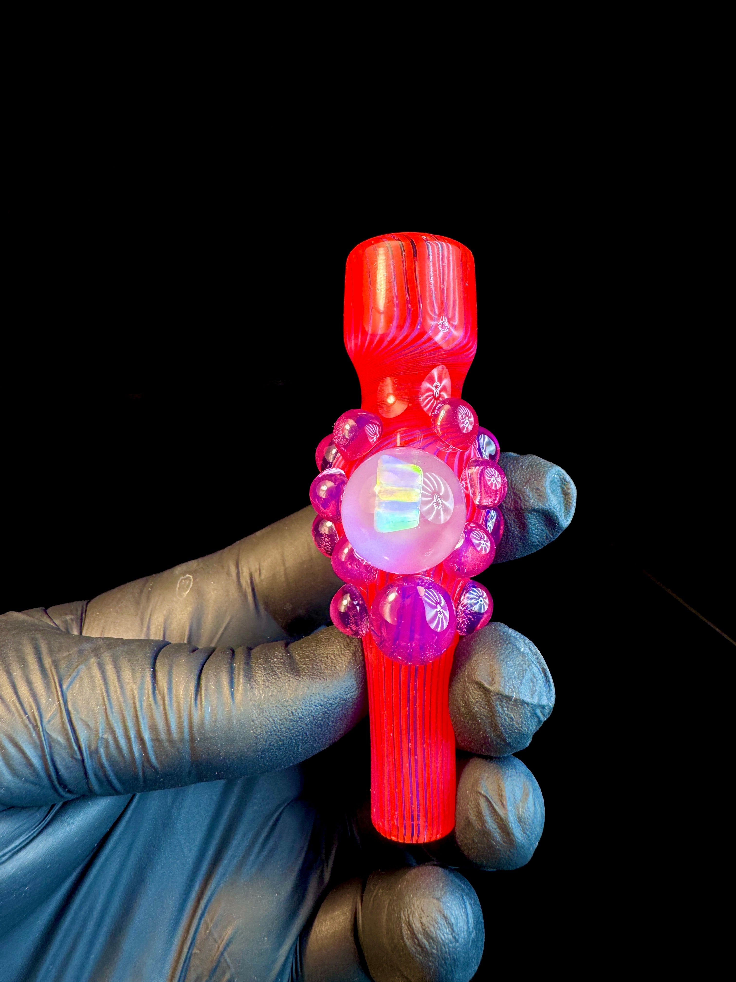 Cherry pinstripes opal chillum