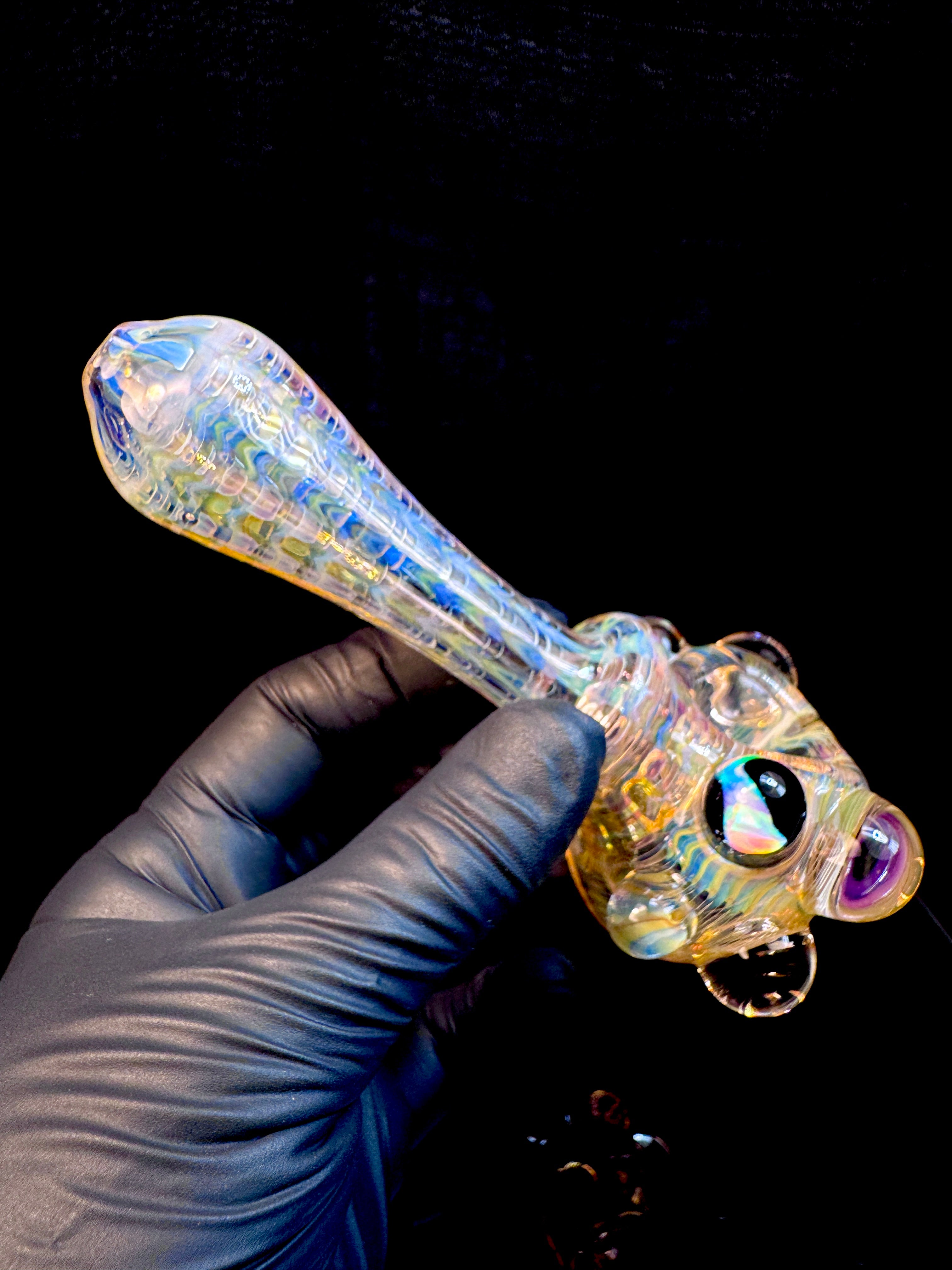 Electric blue dark web opal eyeball spoon