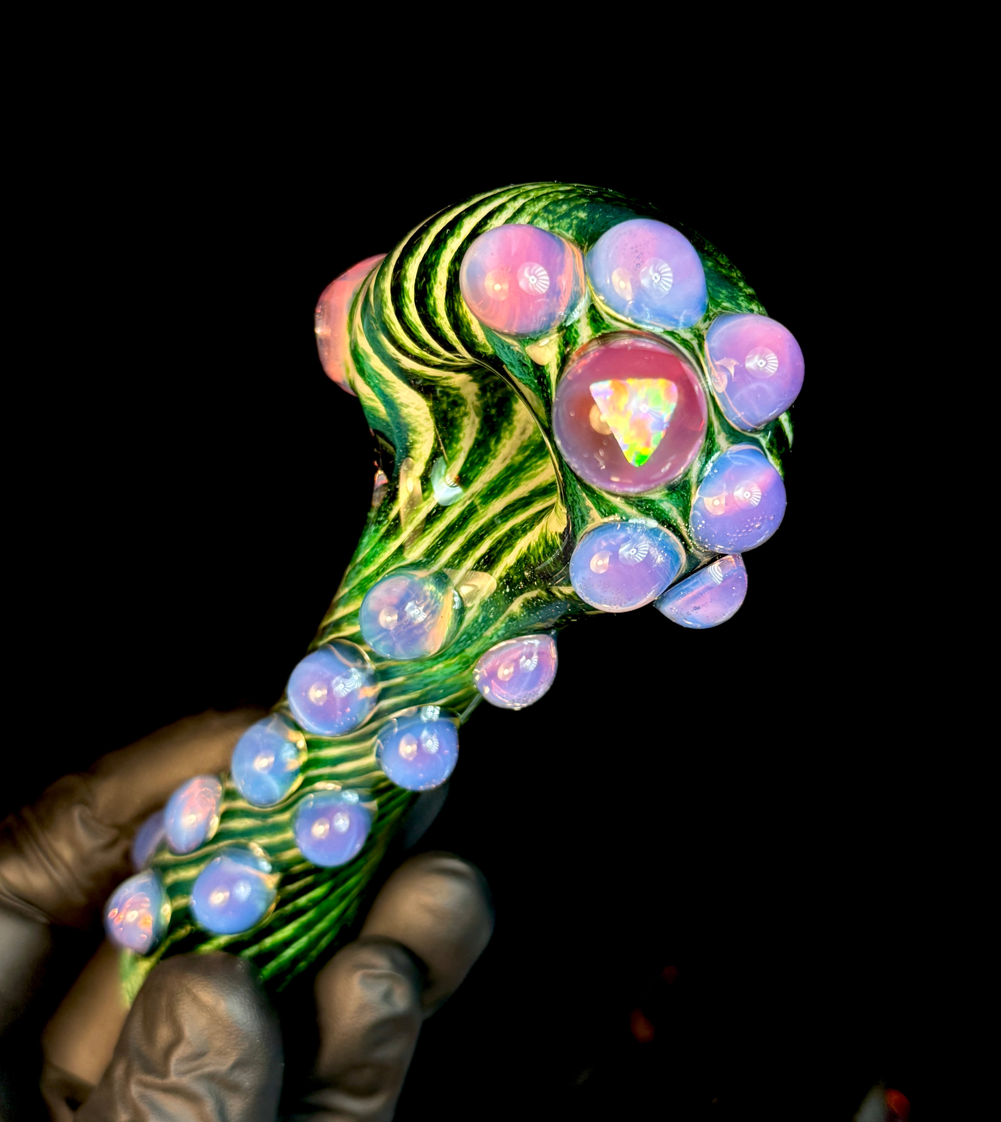 Watermelon Striped Opal Pipe