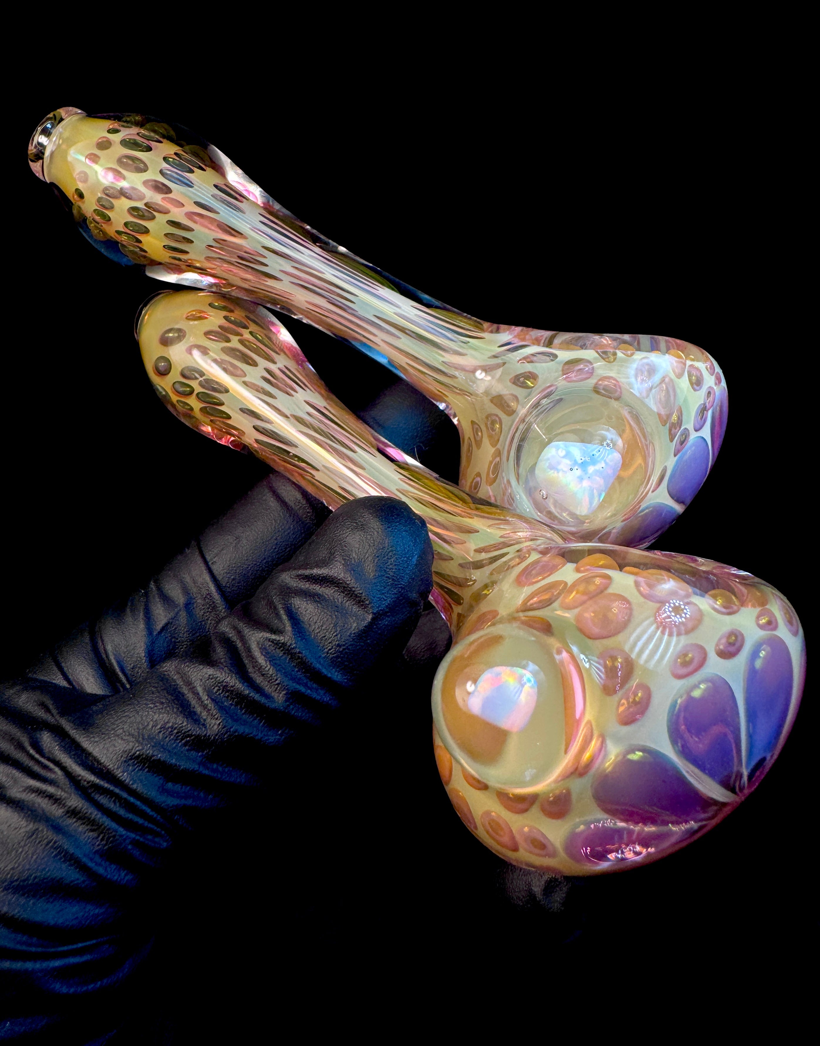 Gold fumed color changing opal pipe