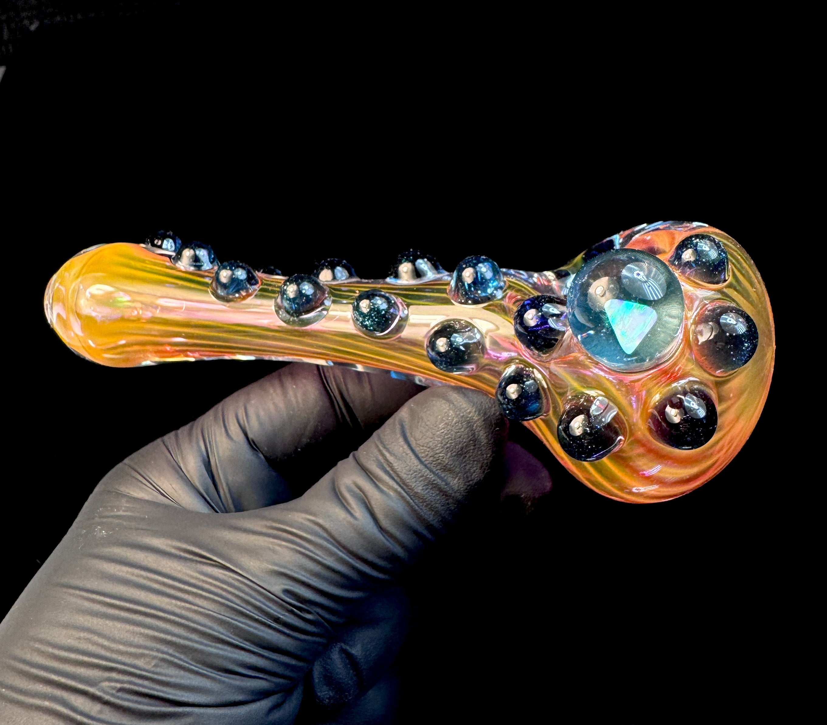 Gold fume x blue stardust opal pipe