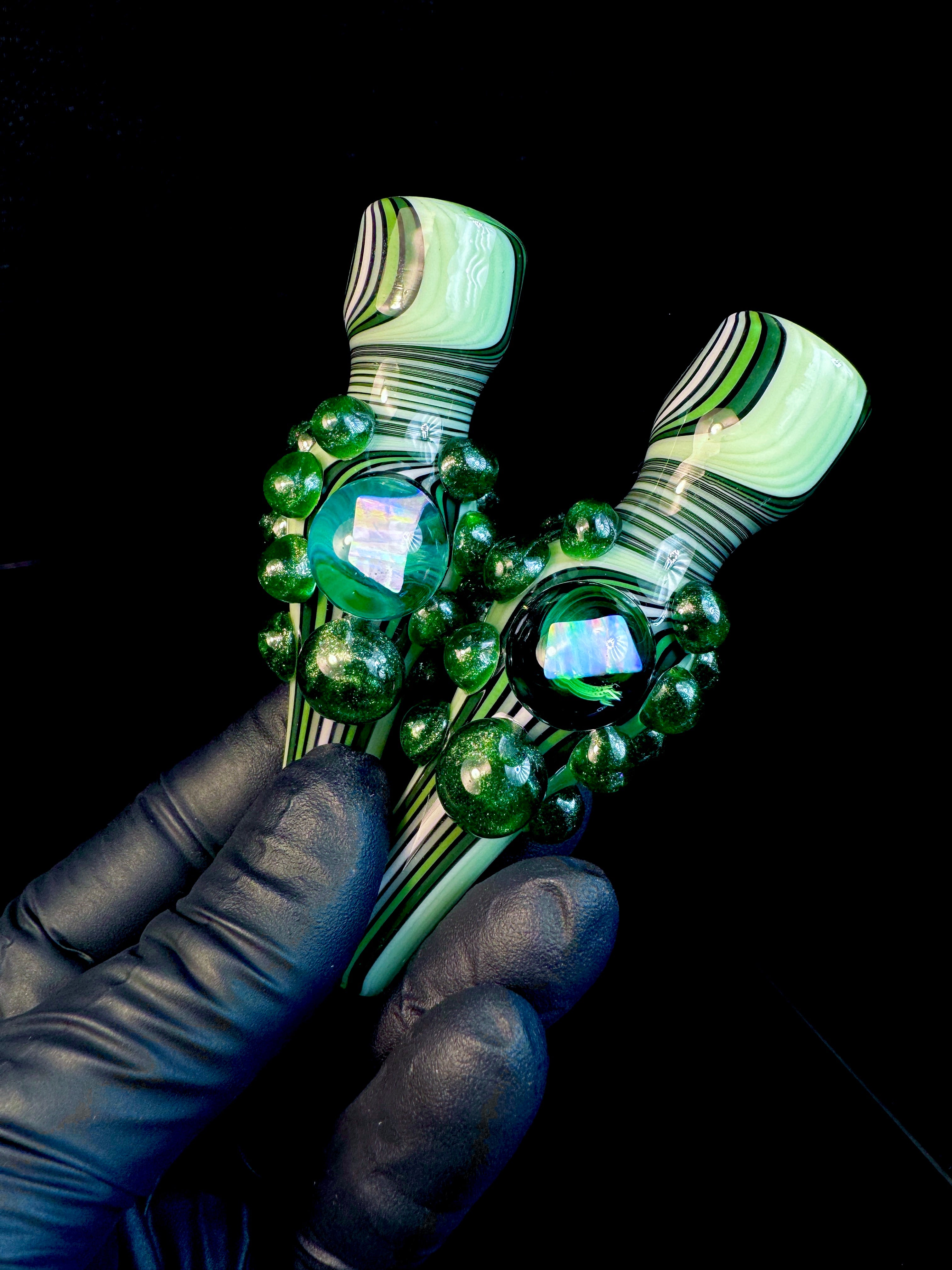 Jade fade x green stardust opal chillum