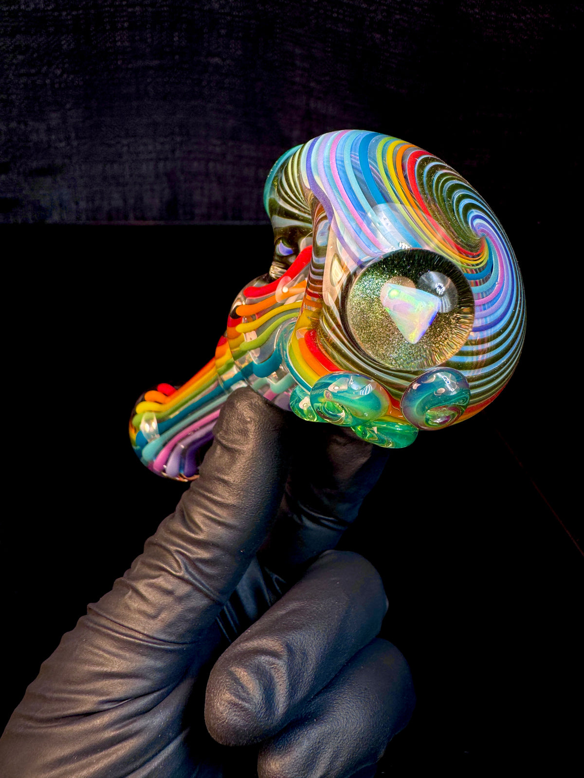 Fumed linework opal spoon