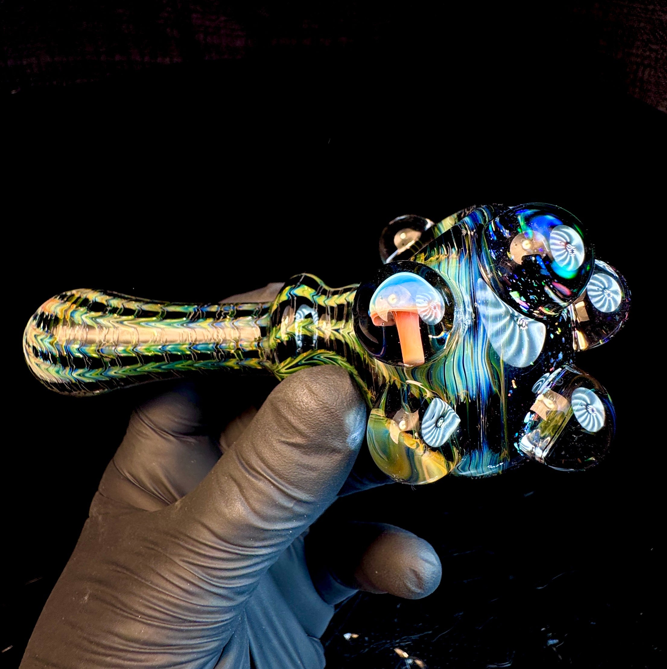 Dark web mushroom cropal opal pipe