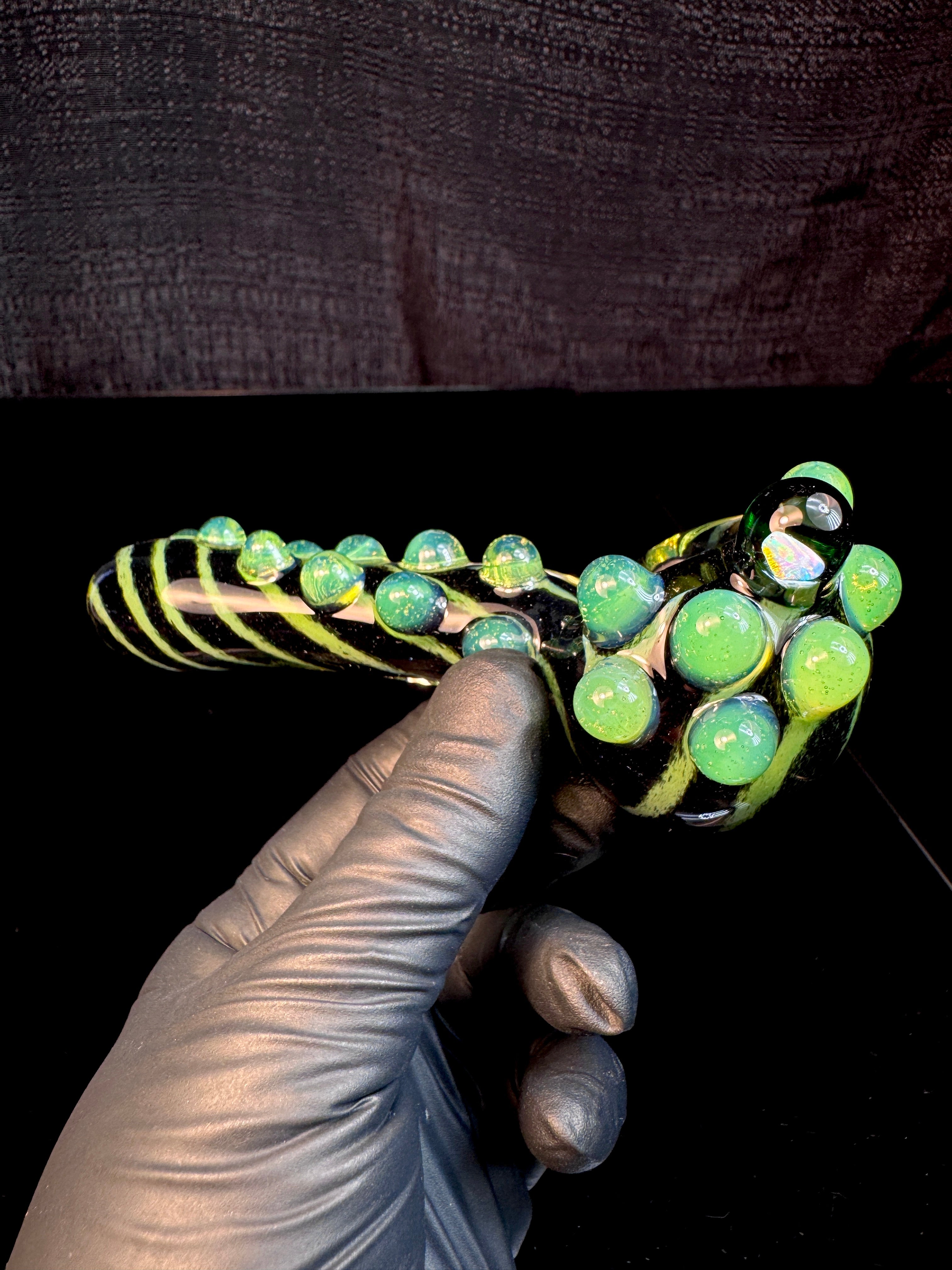 Jet black x jade x slyme striped opal pipe