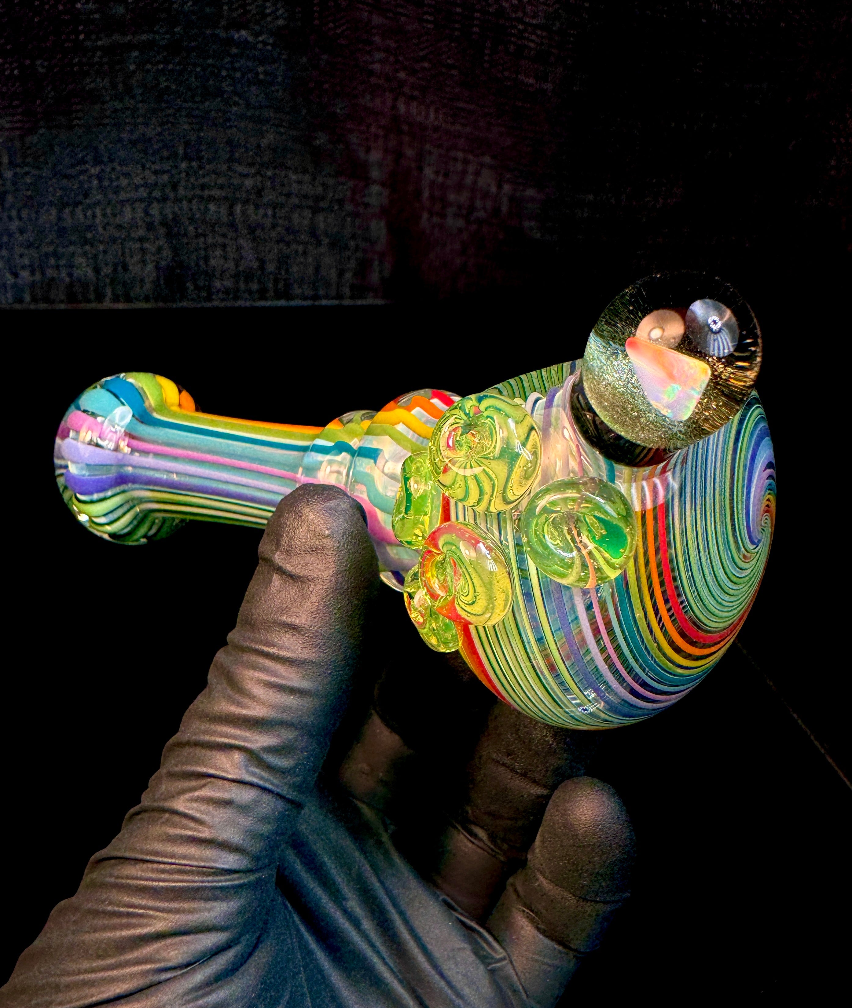 Fumed linework opal spoon