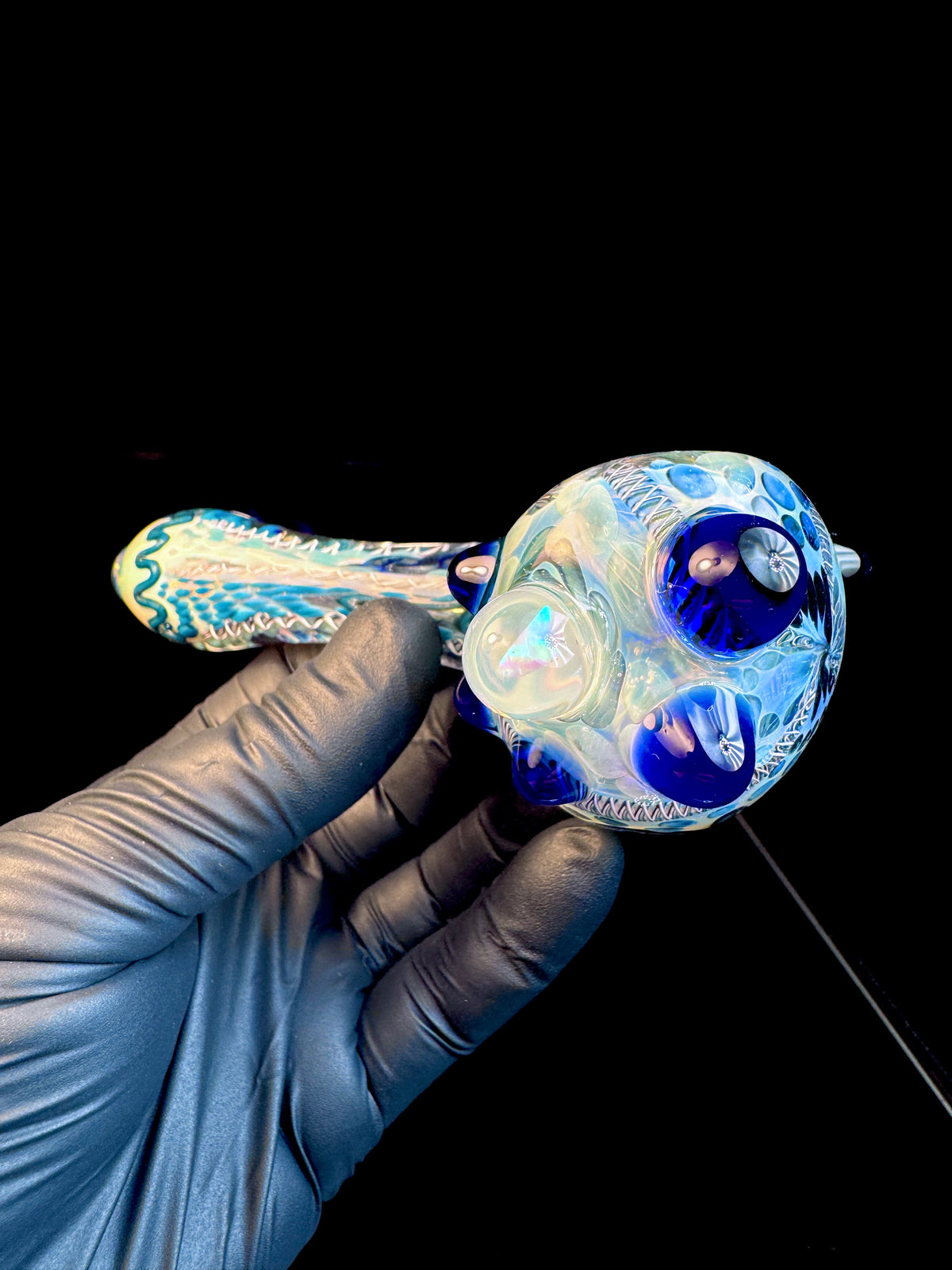 Silver fume x royal blue Premo Fume Cane Spoon