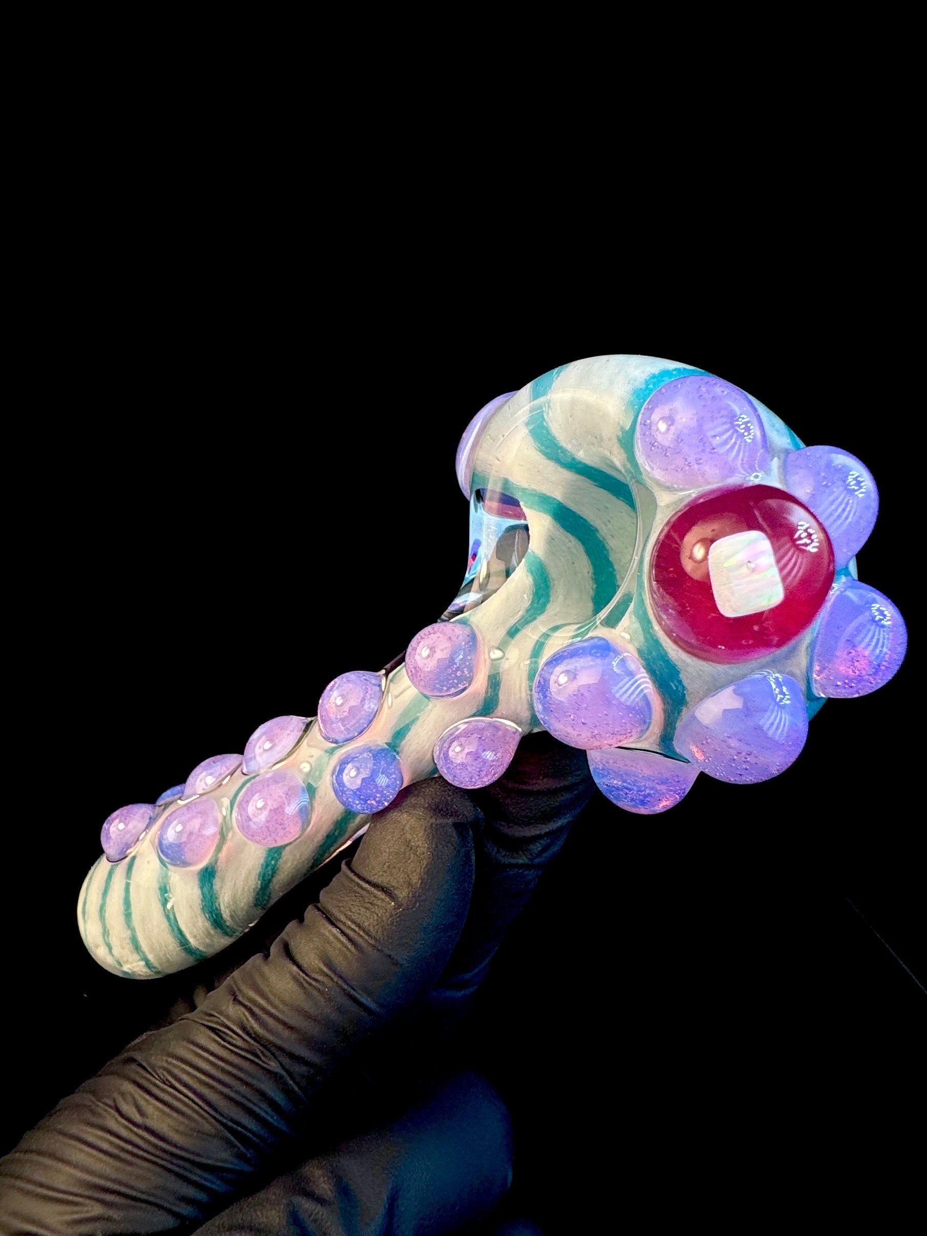Opaque Aqua x star white striped opal pipe