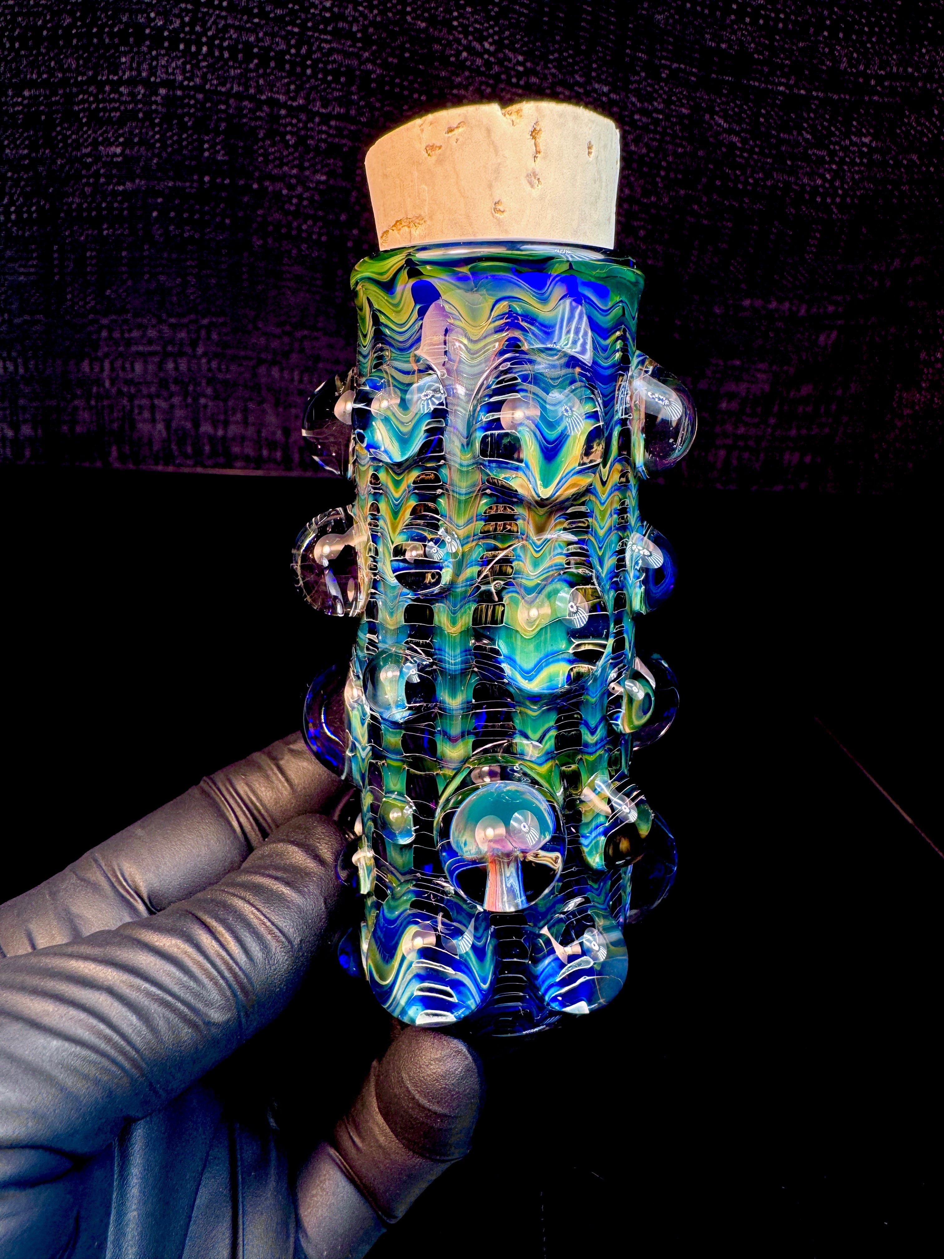 Dark web flat bottom mushroom nug Jar
