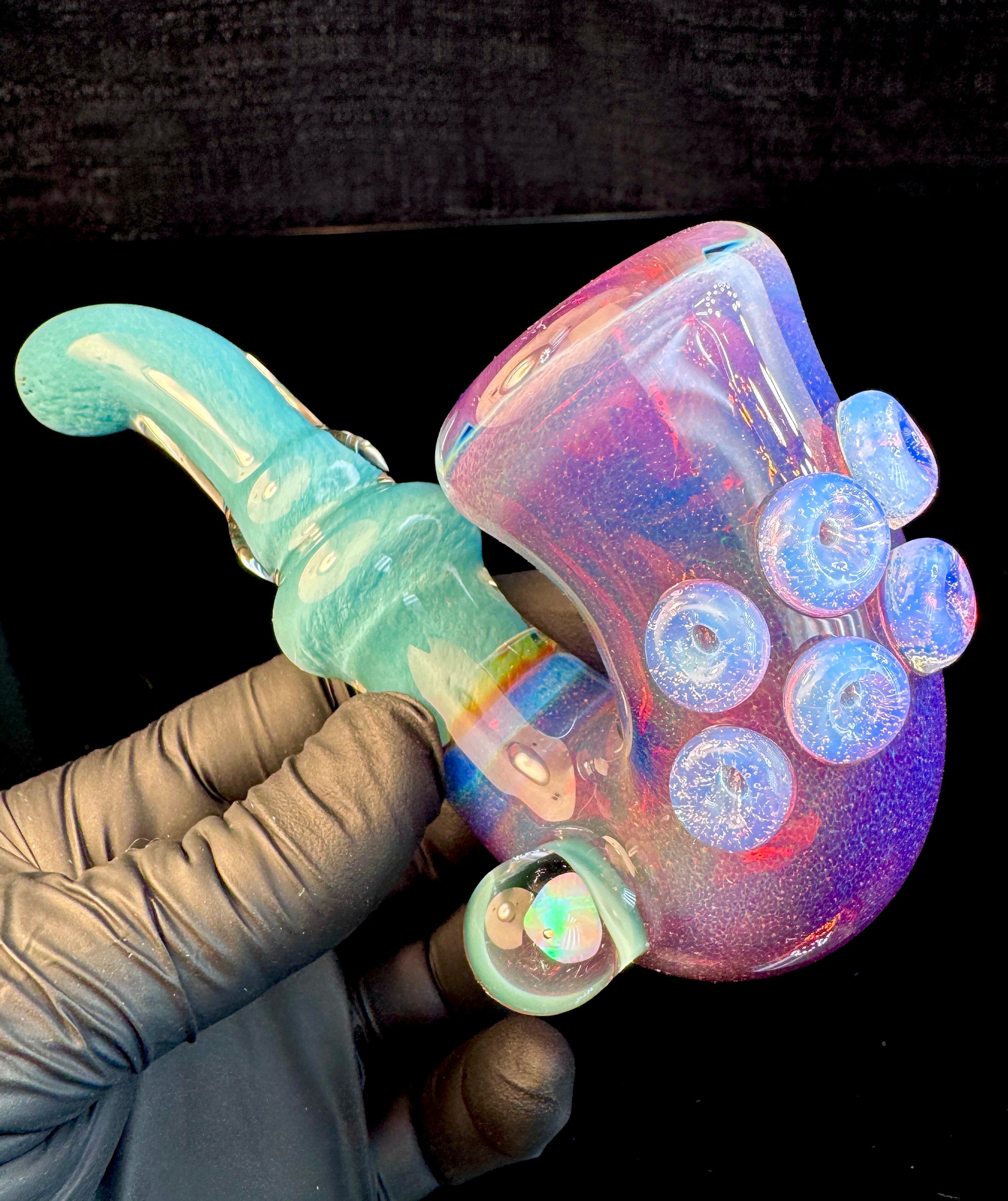 Amber purple x Opaque Aqua opal sherlock