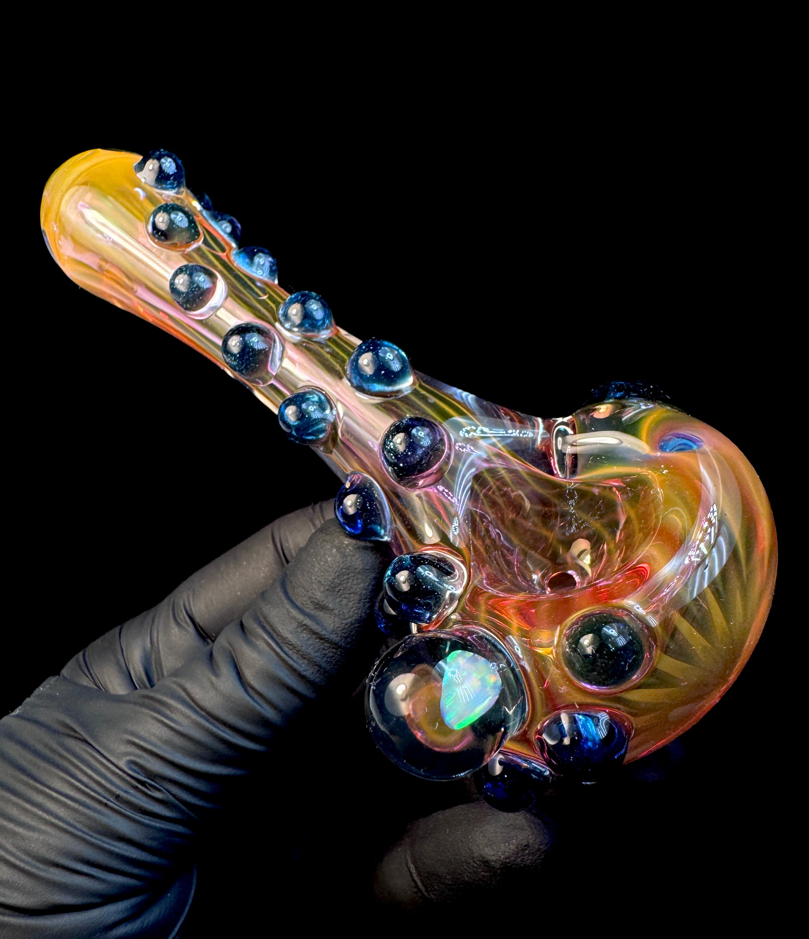 Gold fume x blue stardust opal pipe