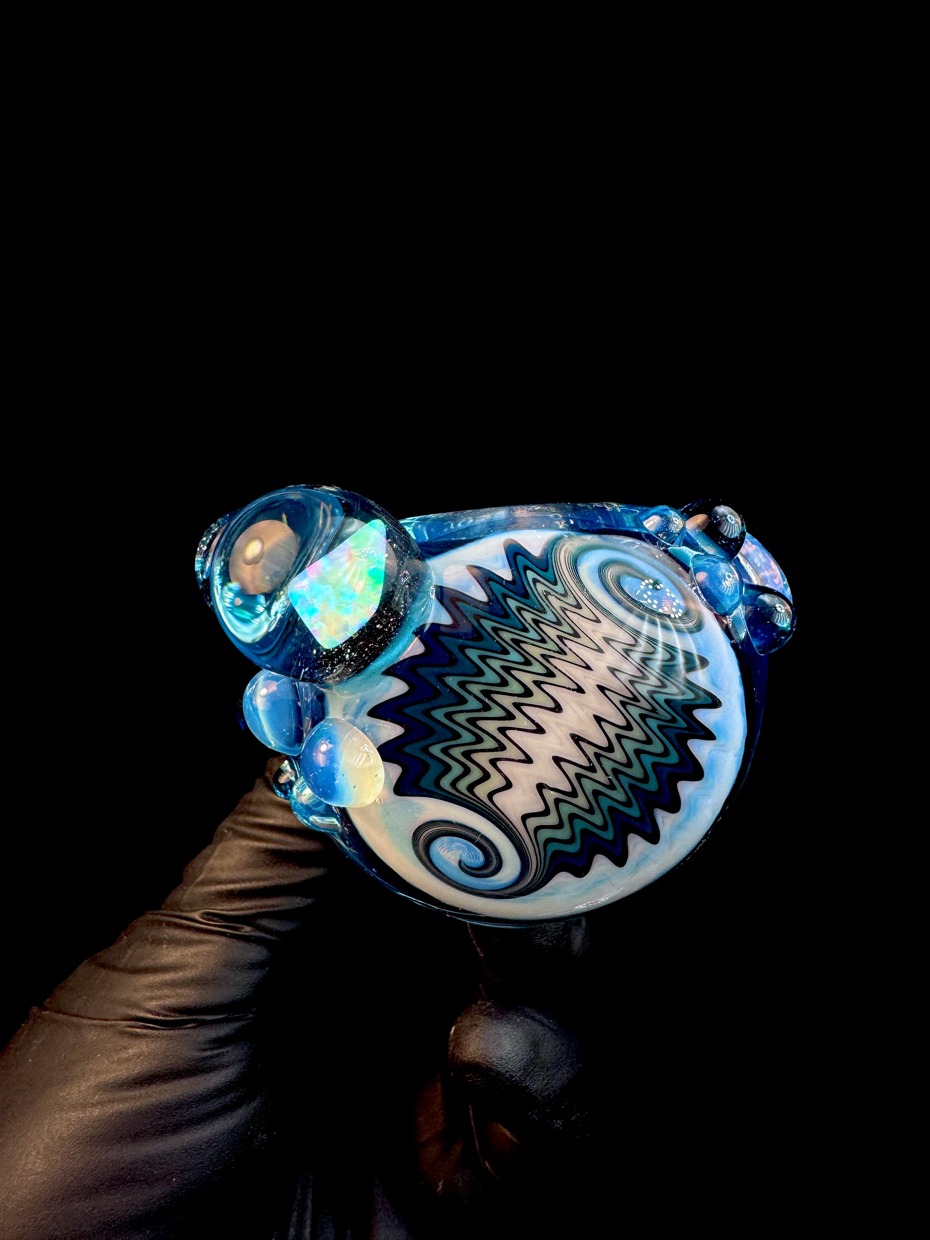 Trans blue wigwag opal pipe