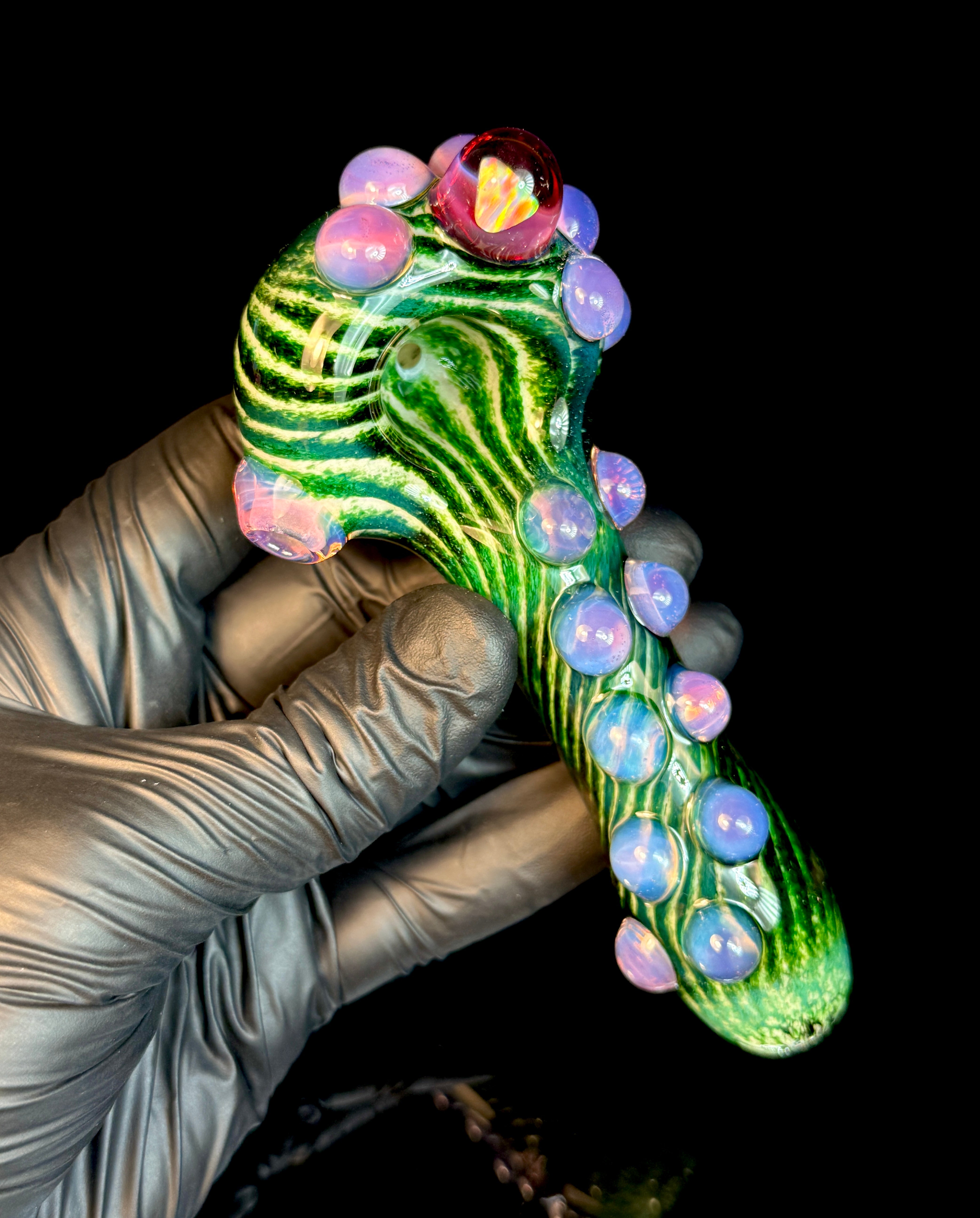 Watermelon Striped Opal Pipe