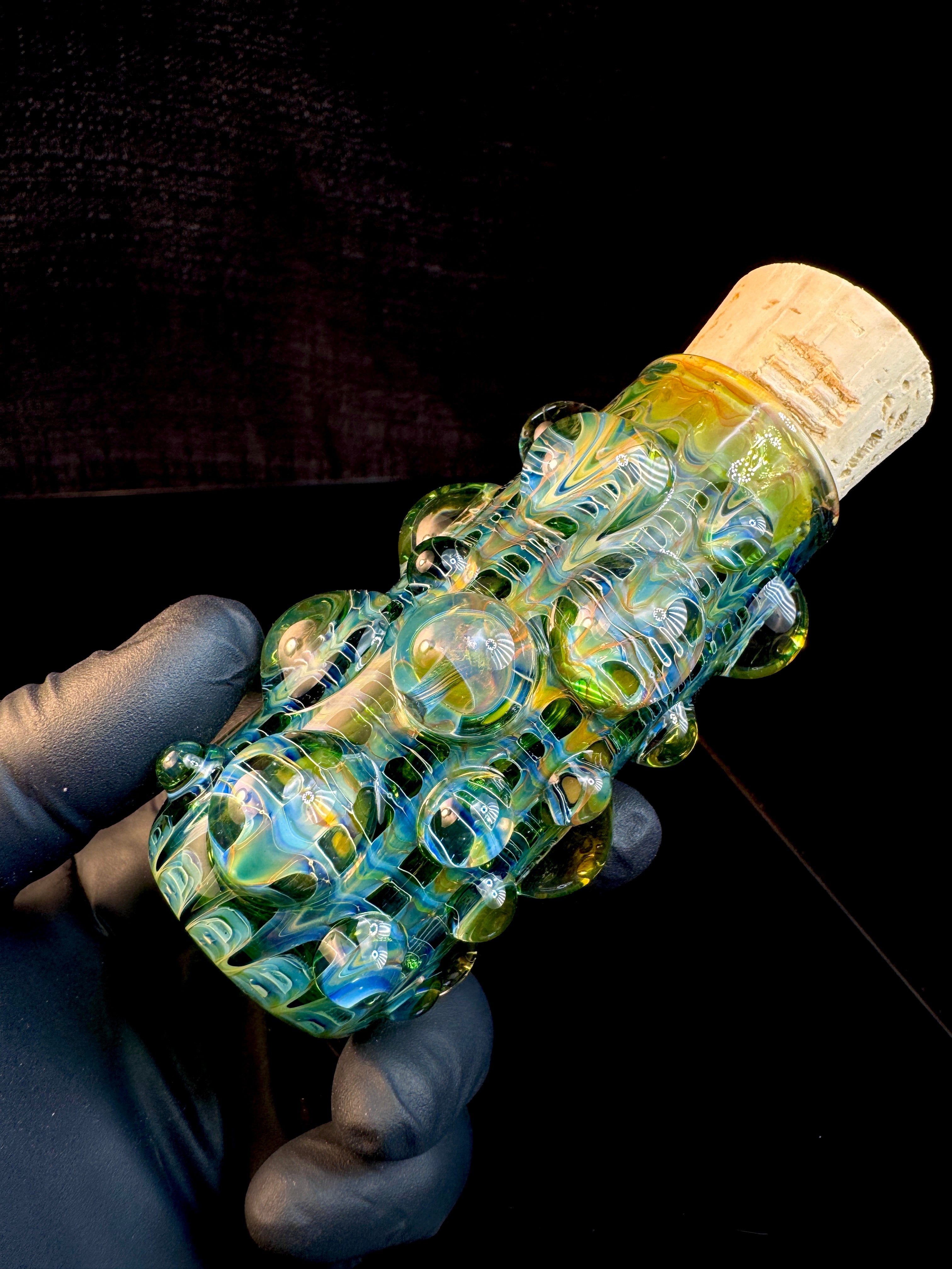 Emerald dark web flat bottom mushroom nug Jar
