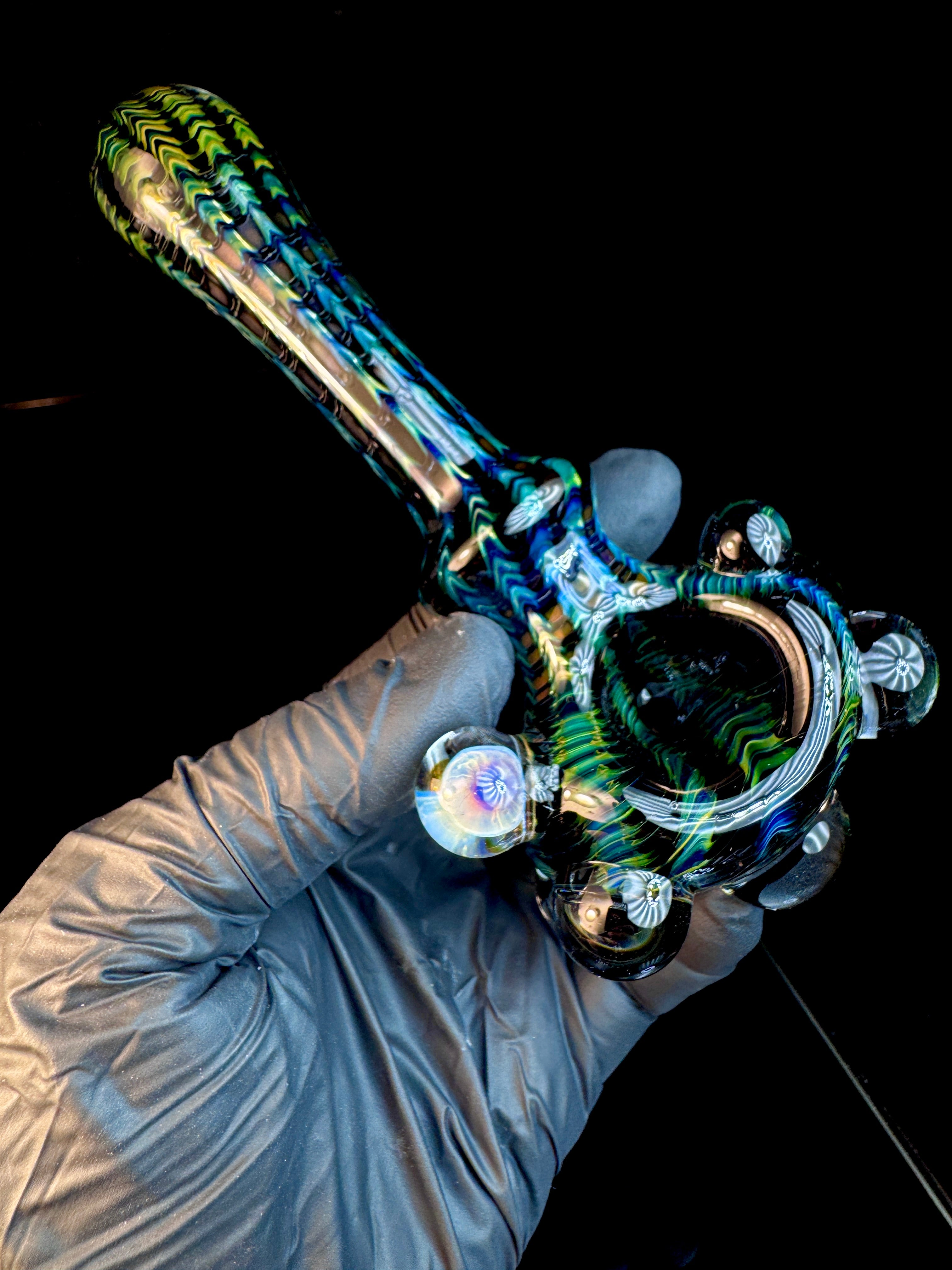 Jet black dark web mushroom pipe