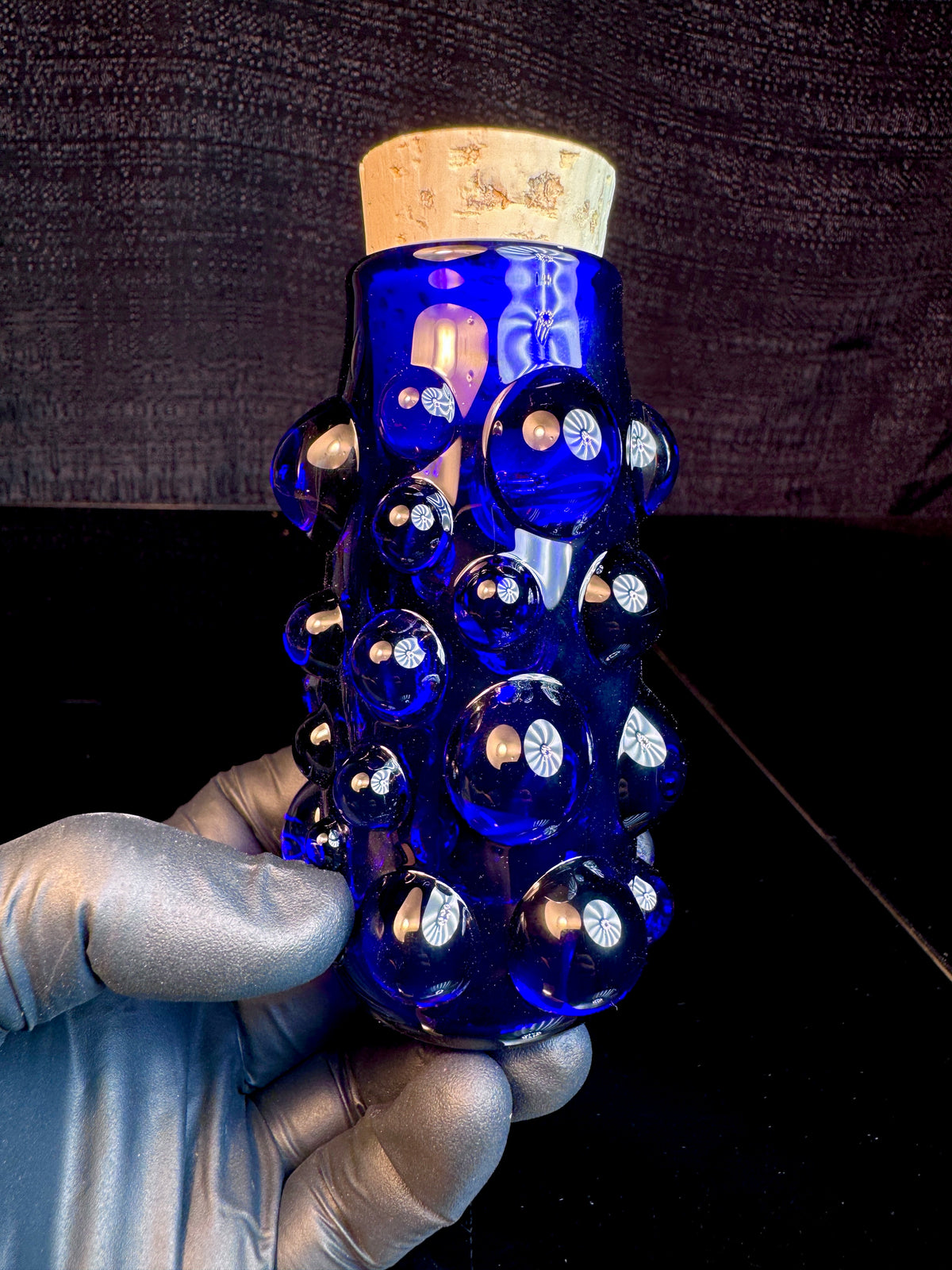 Royal blue flat bottom Nug Jar