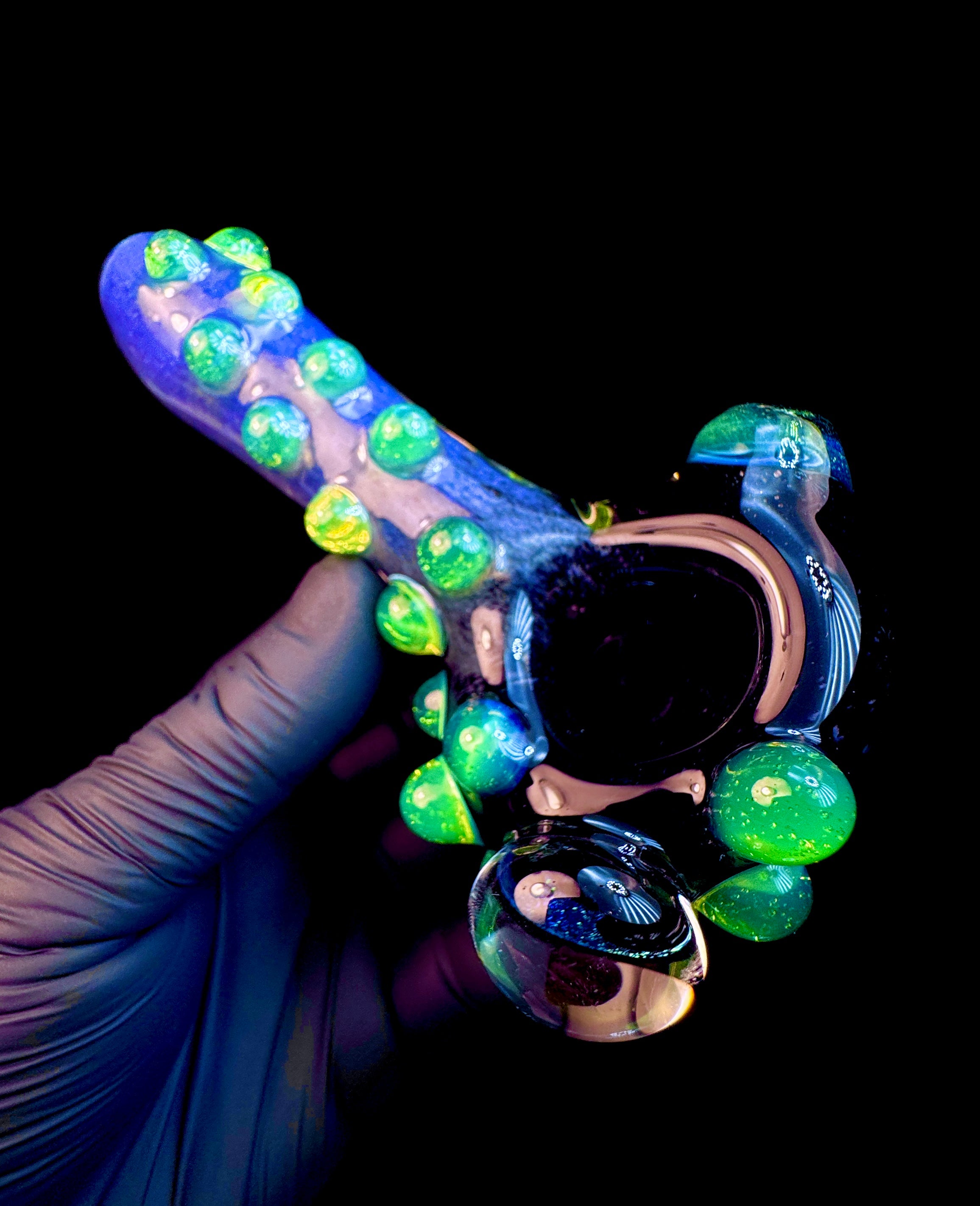 Jet black x purple urple dichroic gas mask pipe