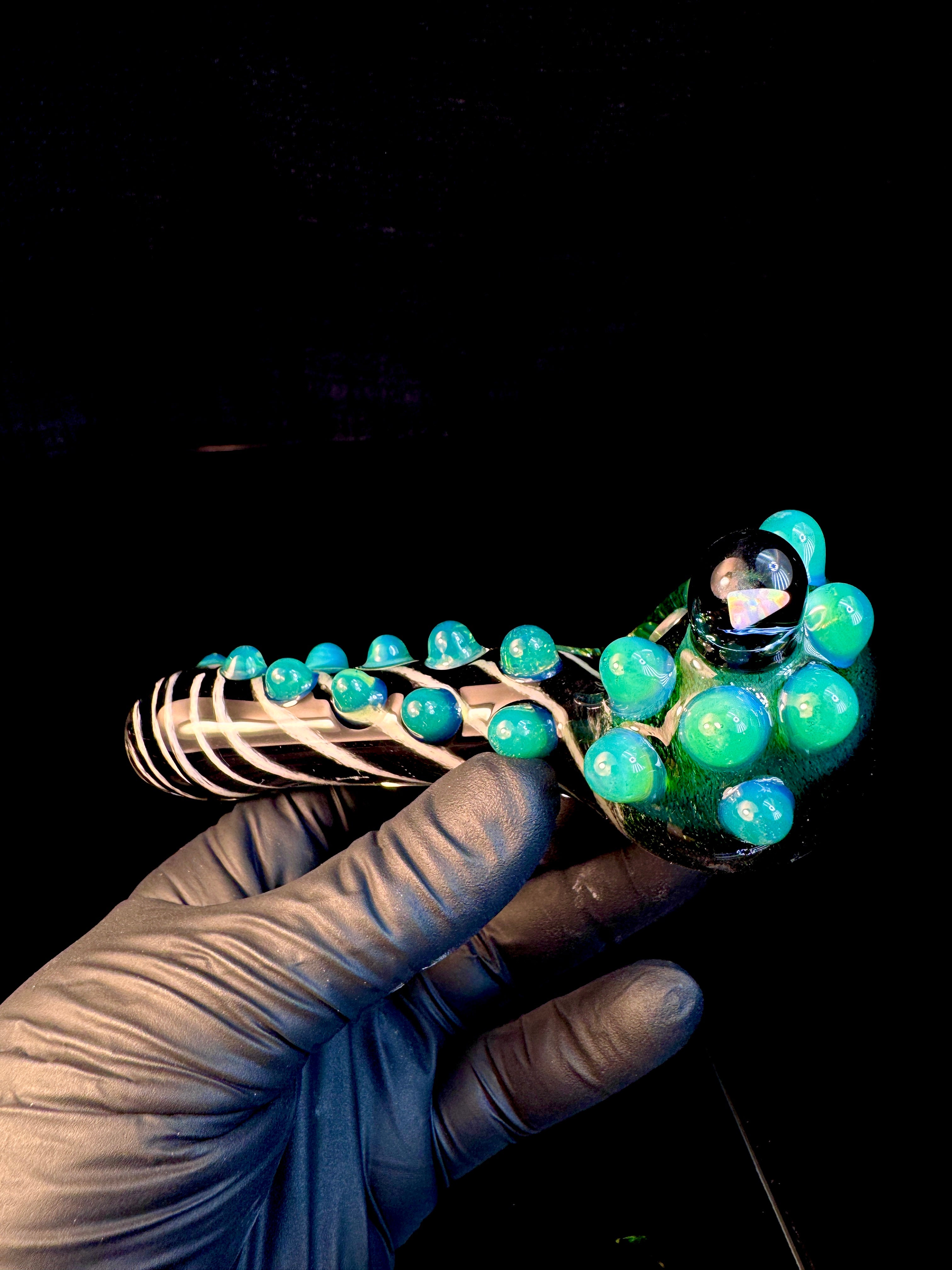 Exp x Jet black and Star white striped opal spoon