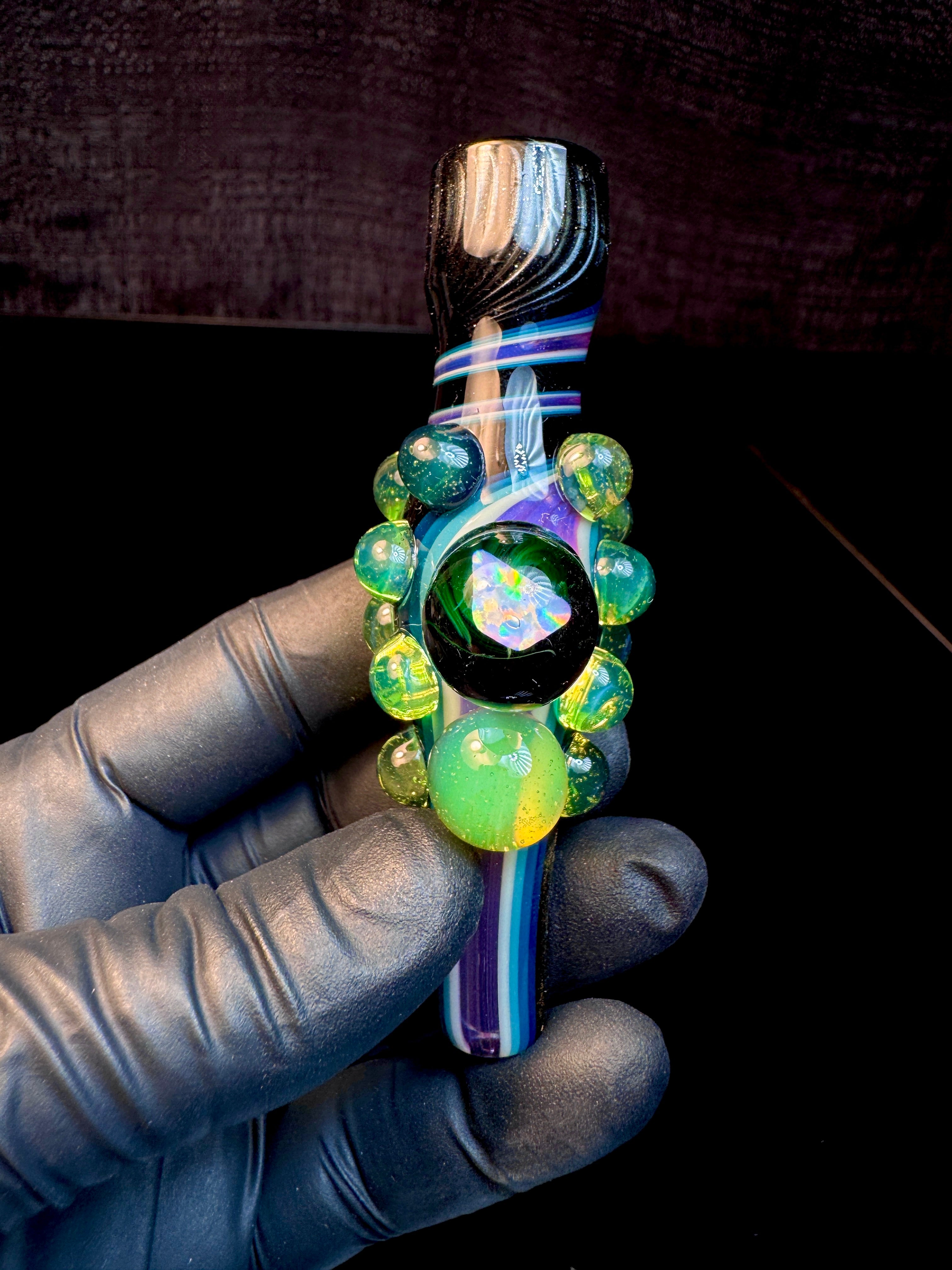 Blue spruce x steel Opal Chillum