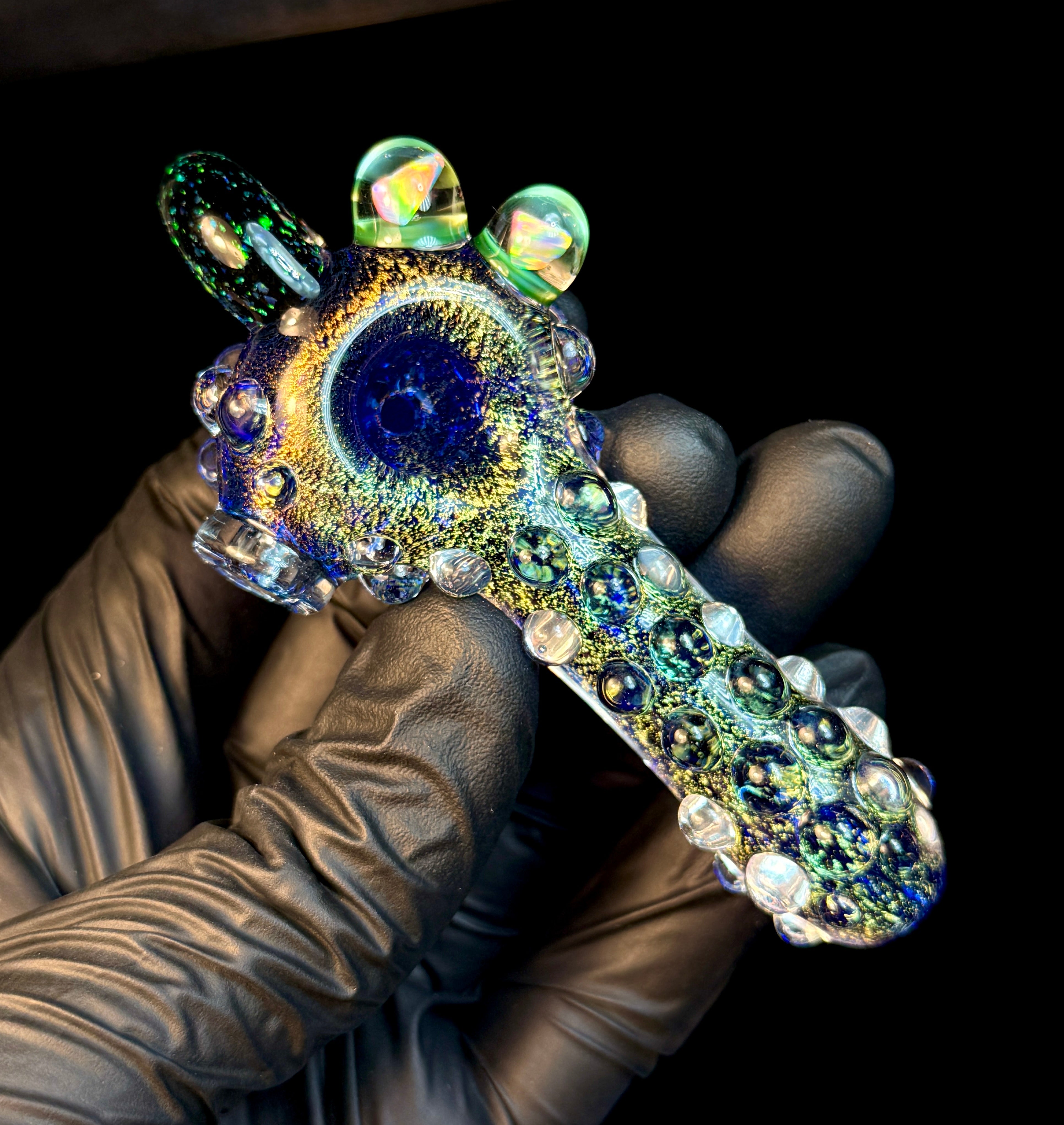 Green/gold Dichro Double Opal Pendy Spn
