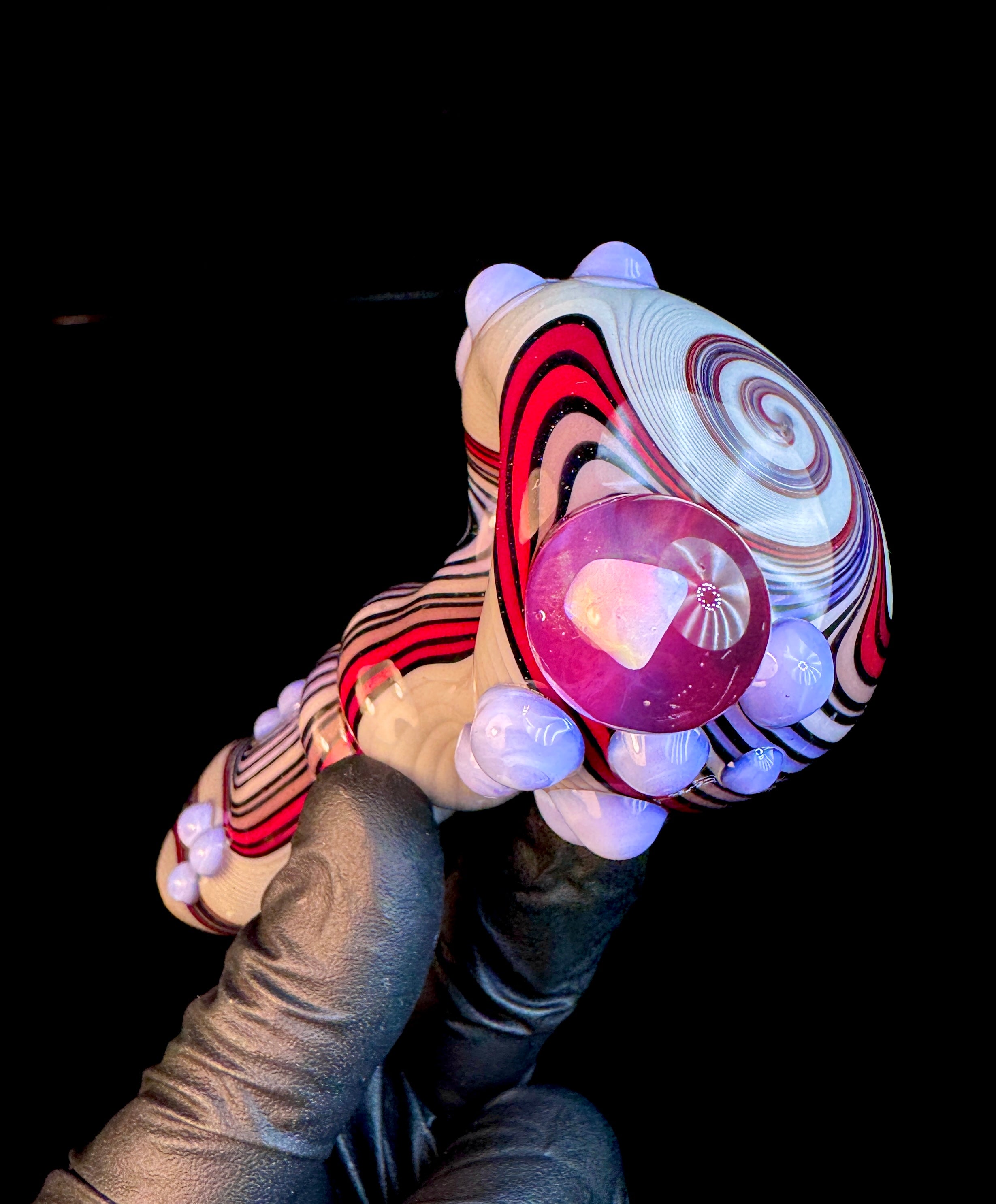 Twisted grey fire opal pipe