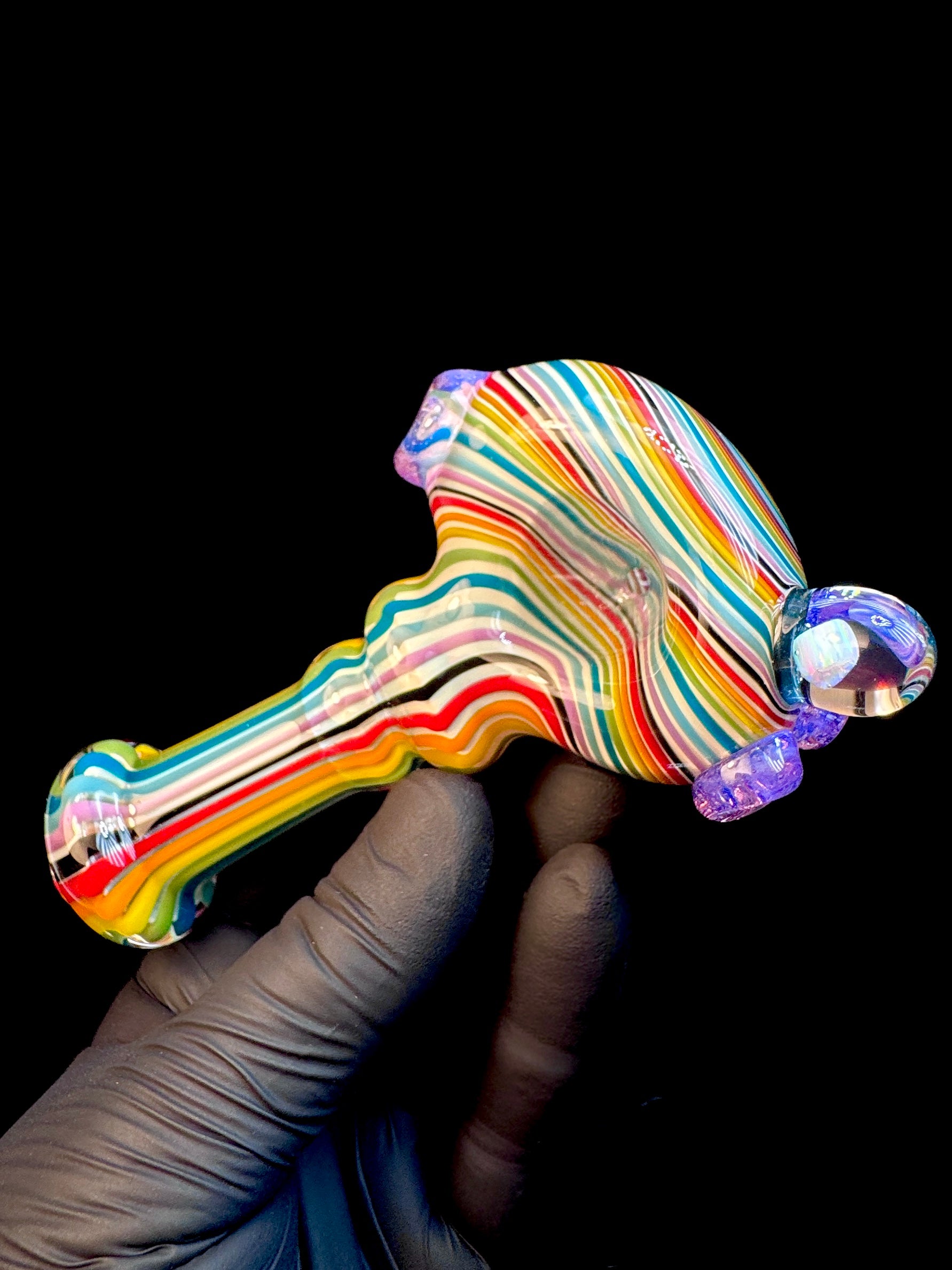 Rainbow fade silver fume opal pipe