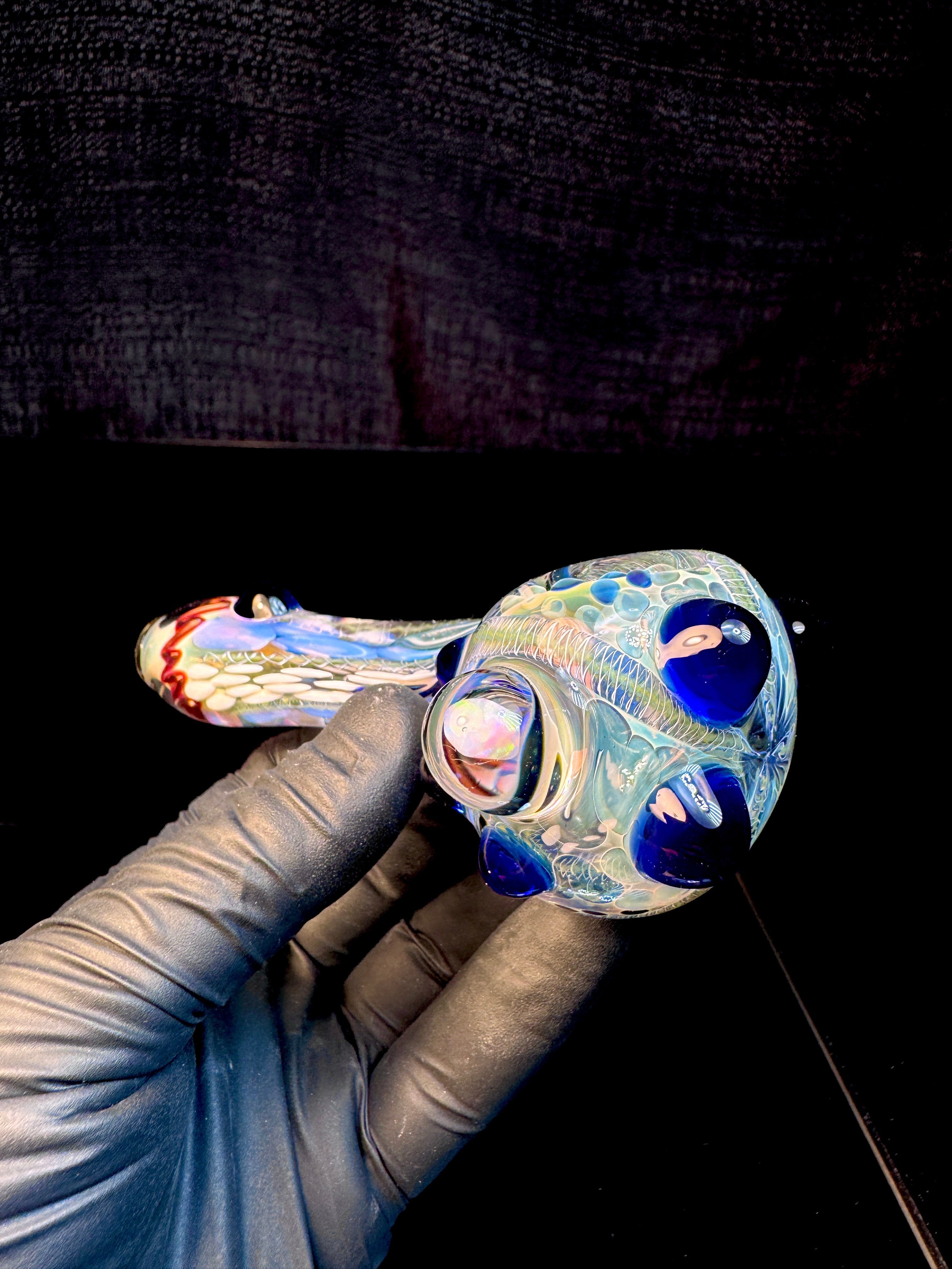 Silver fume x royal blue Premo Fume Cane Spoon