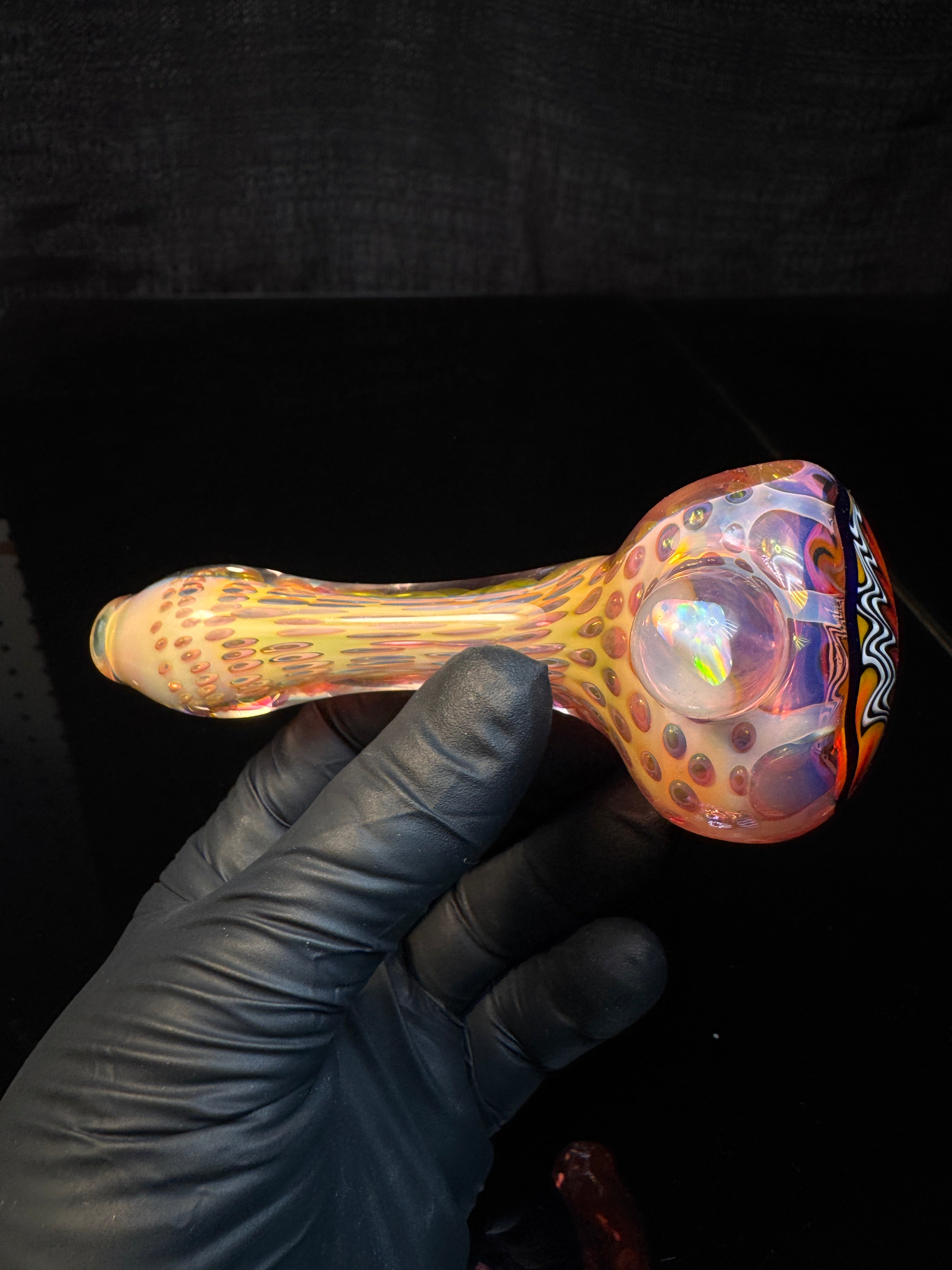Gold Cane fume wigwag opal spoon