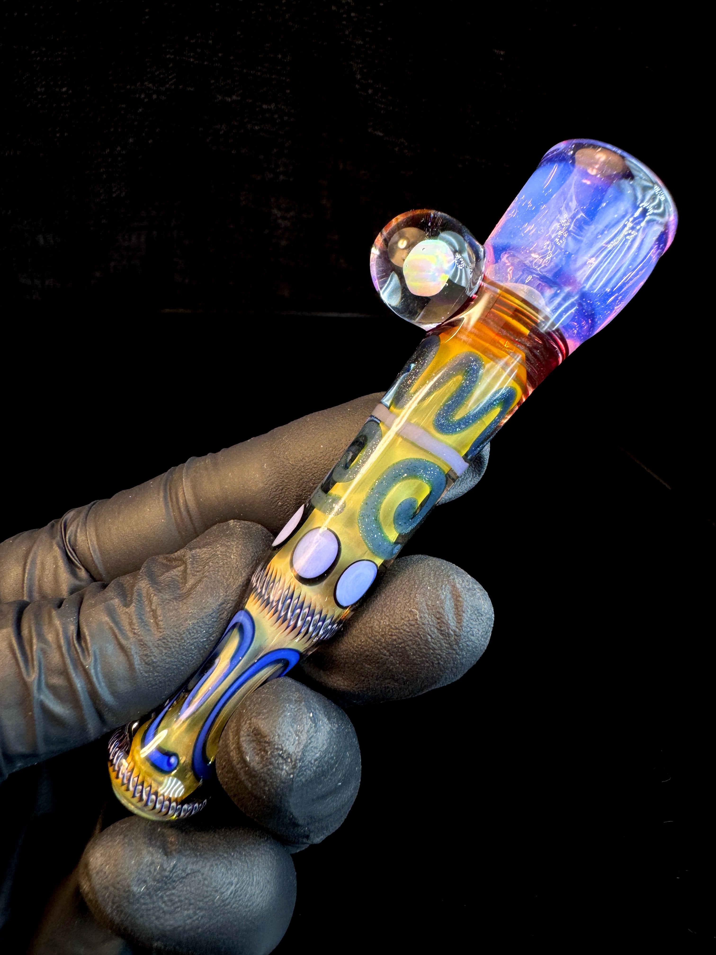 Rose quartz x Gold fumed inside out opal bat