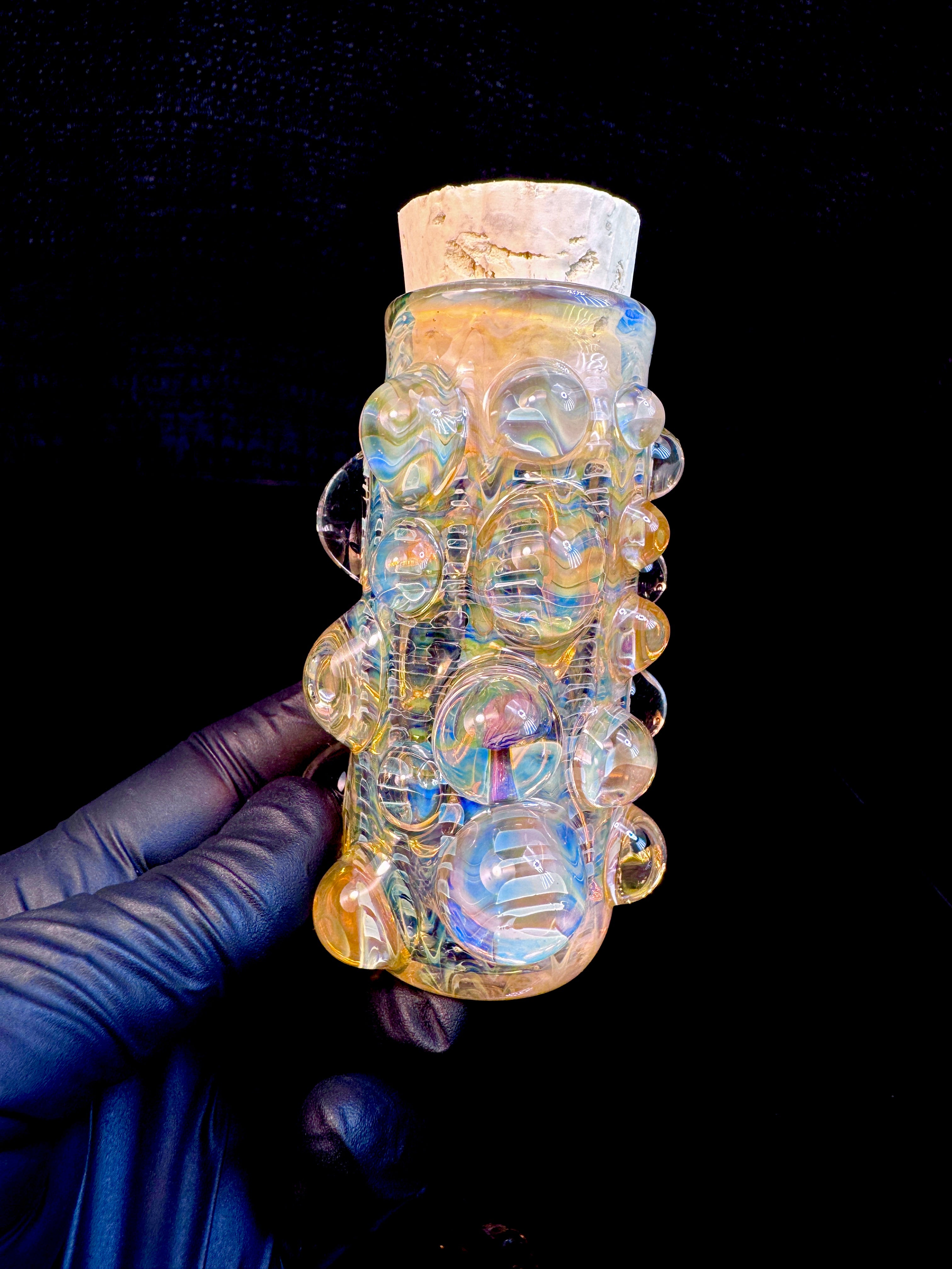 Golden web flat bottom mushroom nug Jar