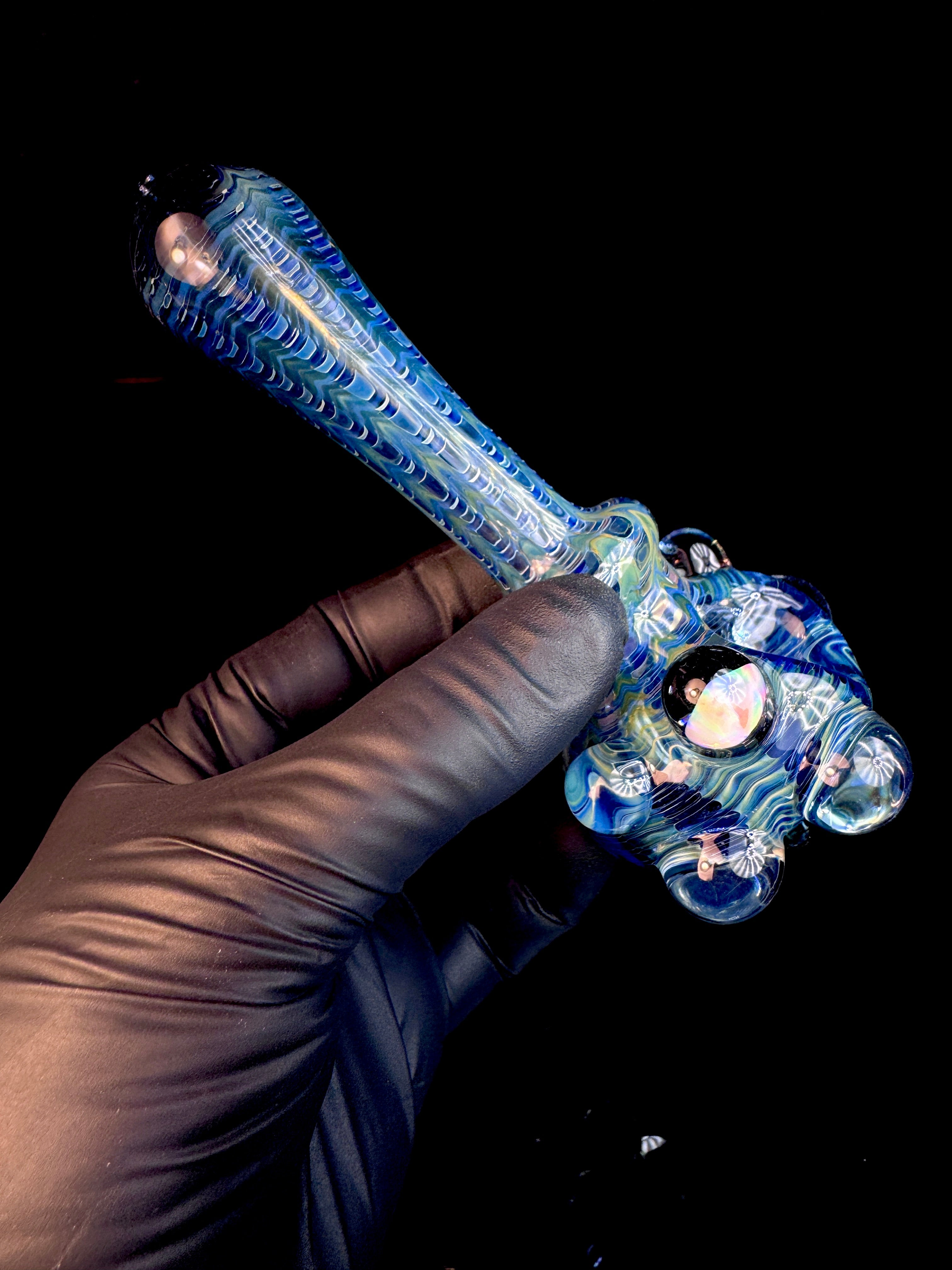 Blue dark web opal spoon