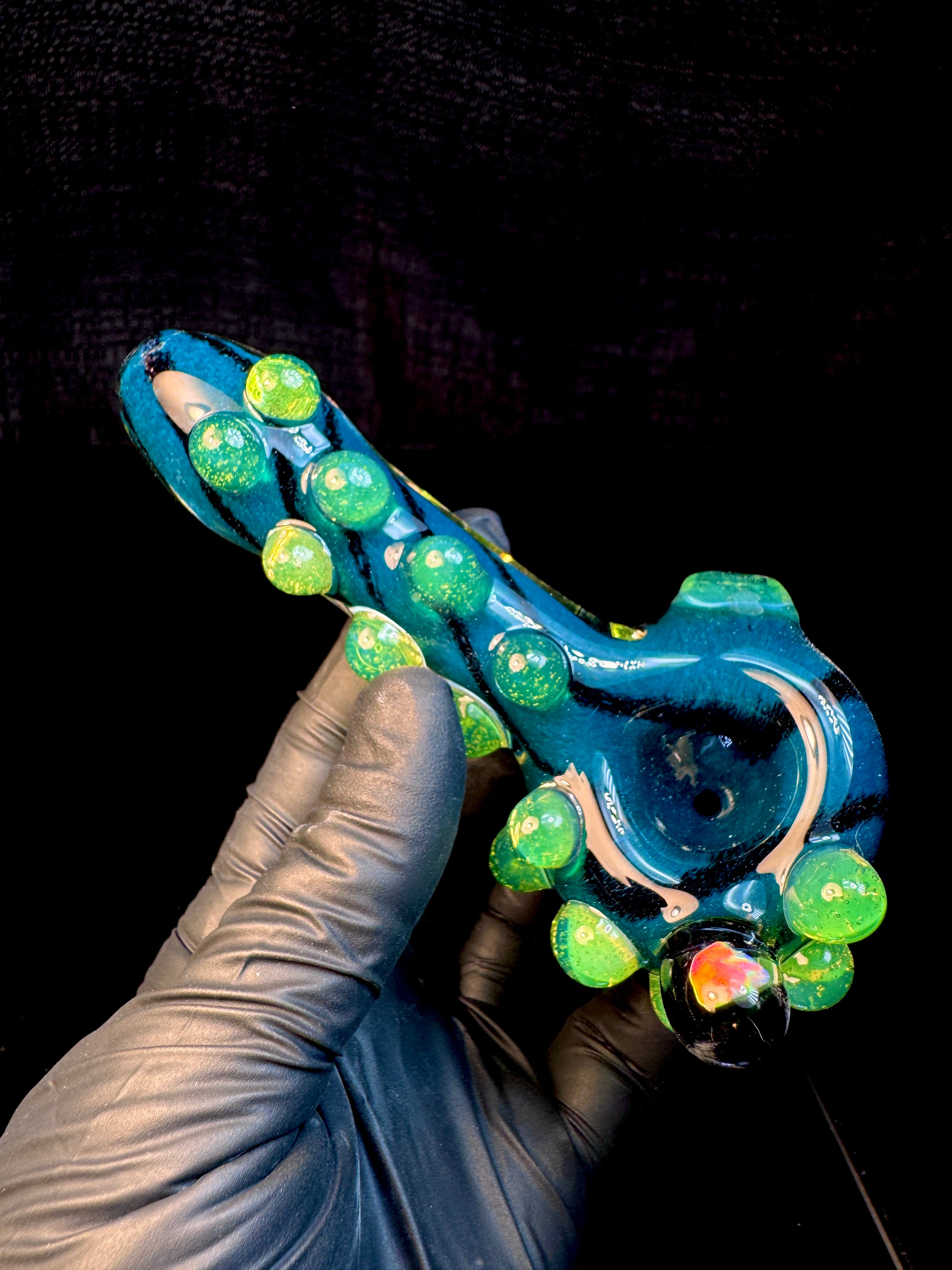 Blue spruce x Jet black x slyme striped opal pipe