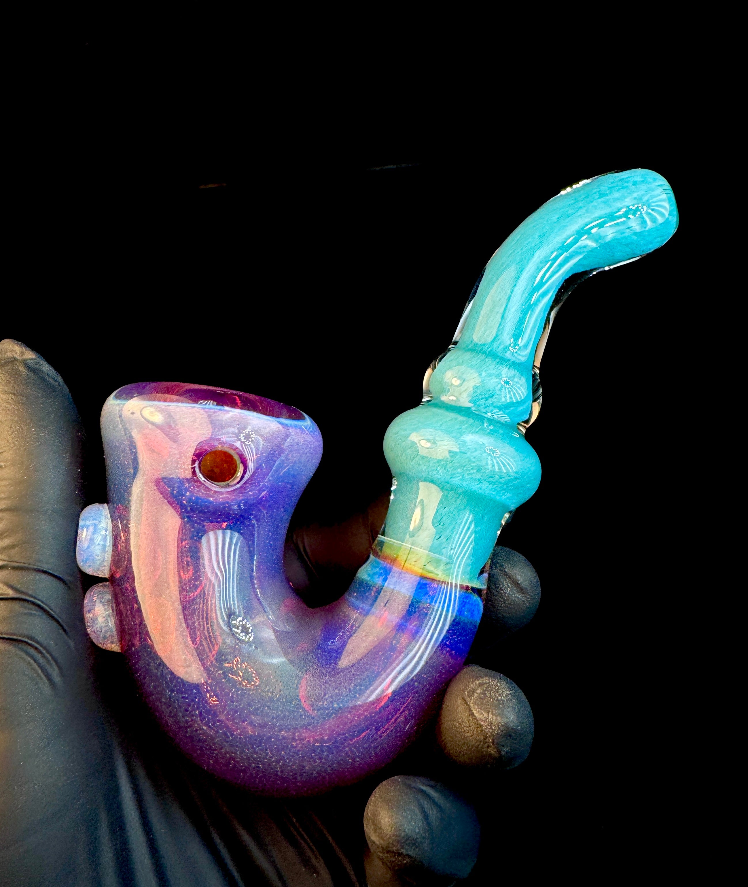 Amber purple x Opaque Aqua opal sherlock