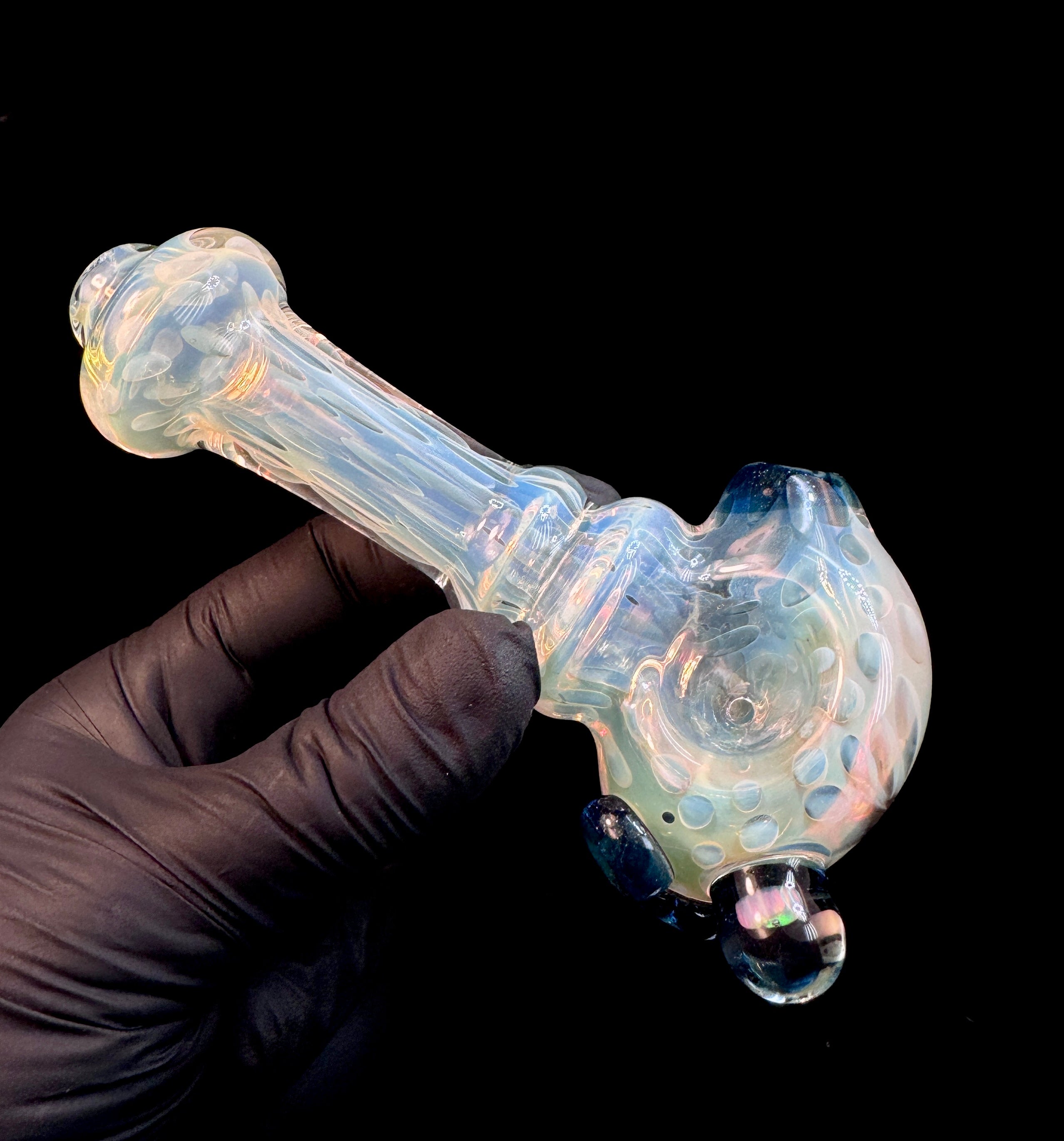 Silver fume x blue stardust opal pipe