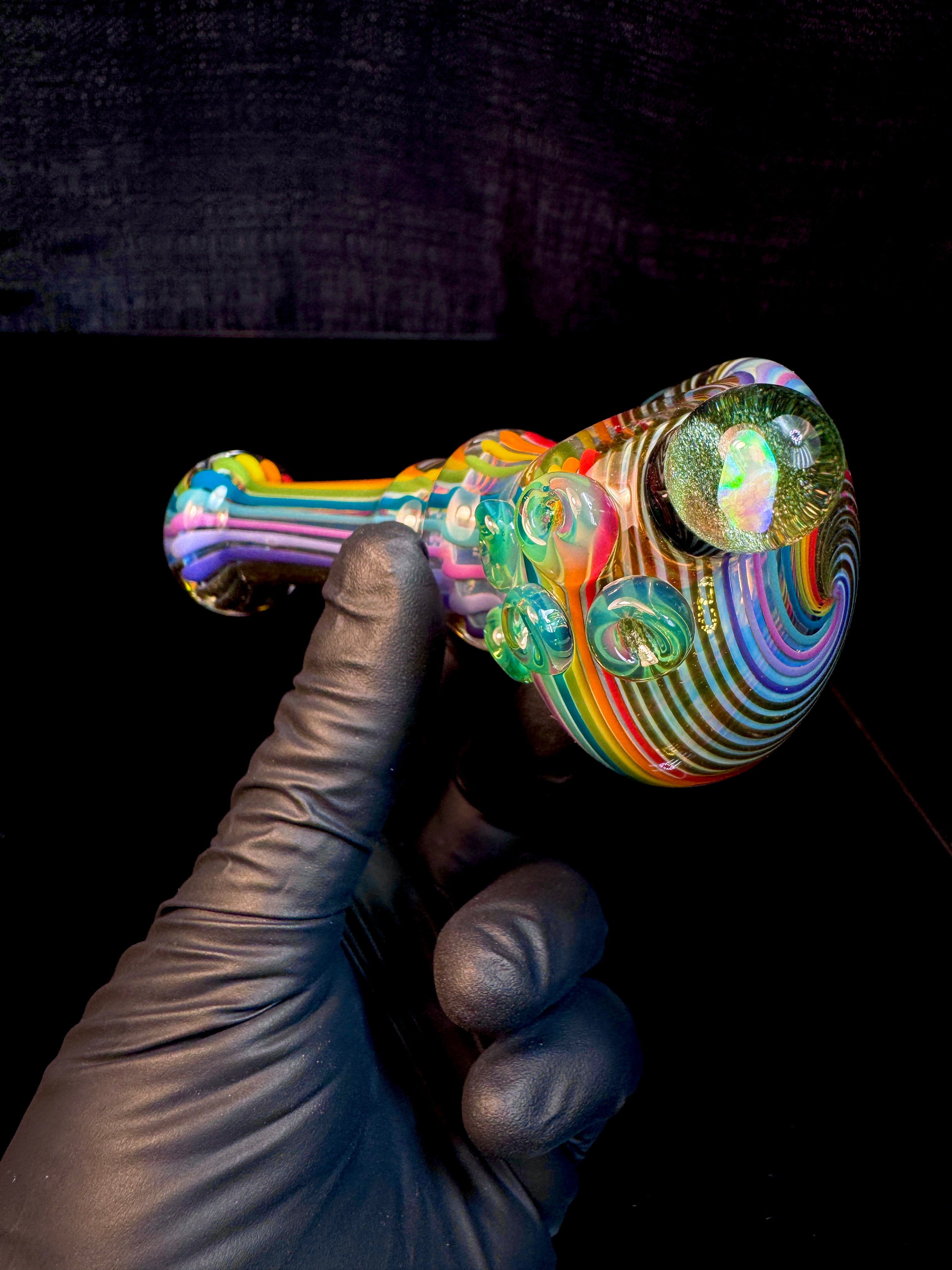 Fumed linework opal spoon