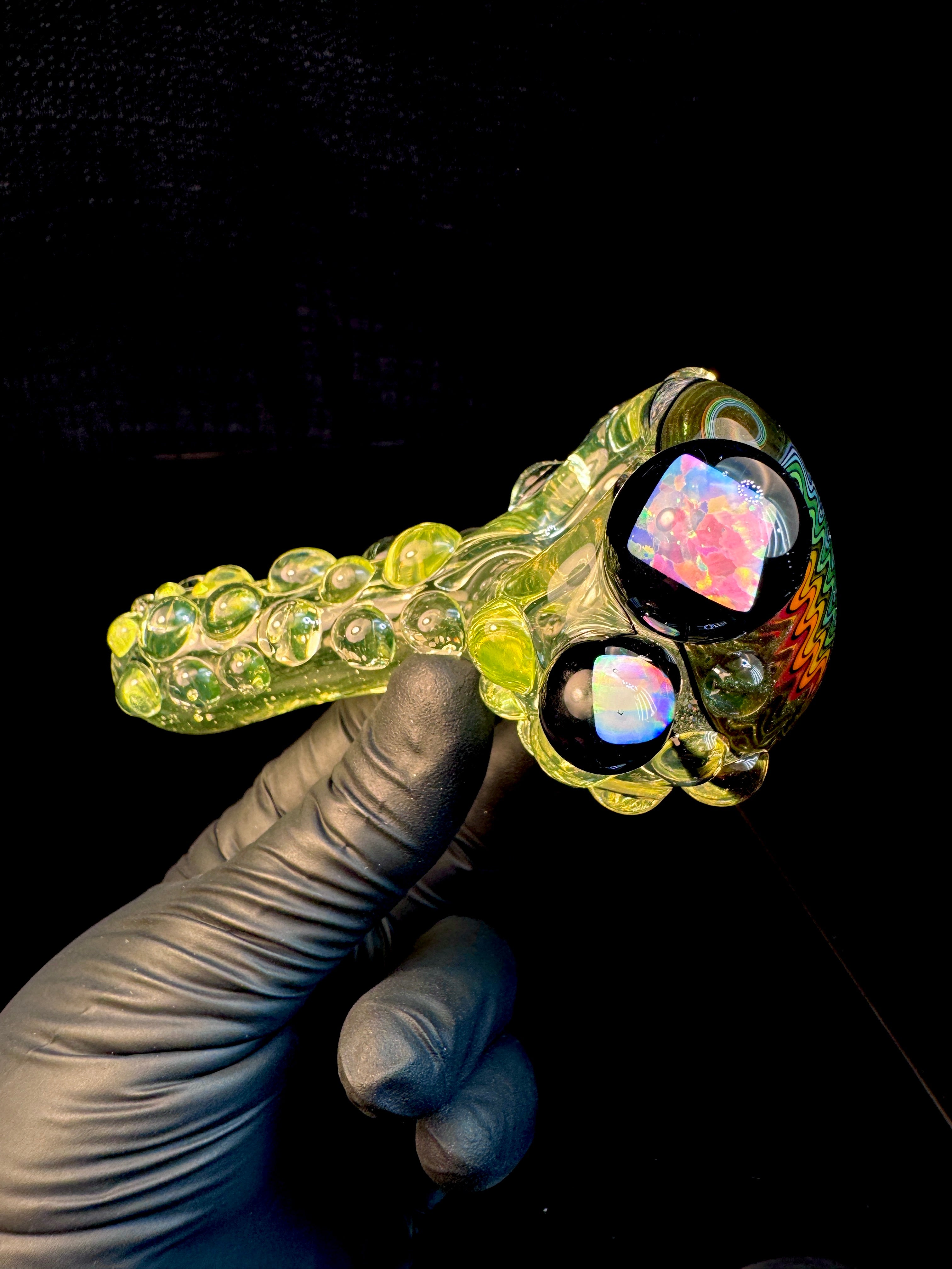 Black Light Cropal wigwag opal pipe