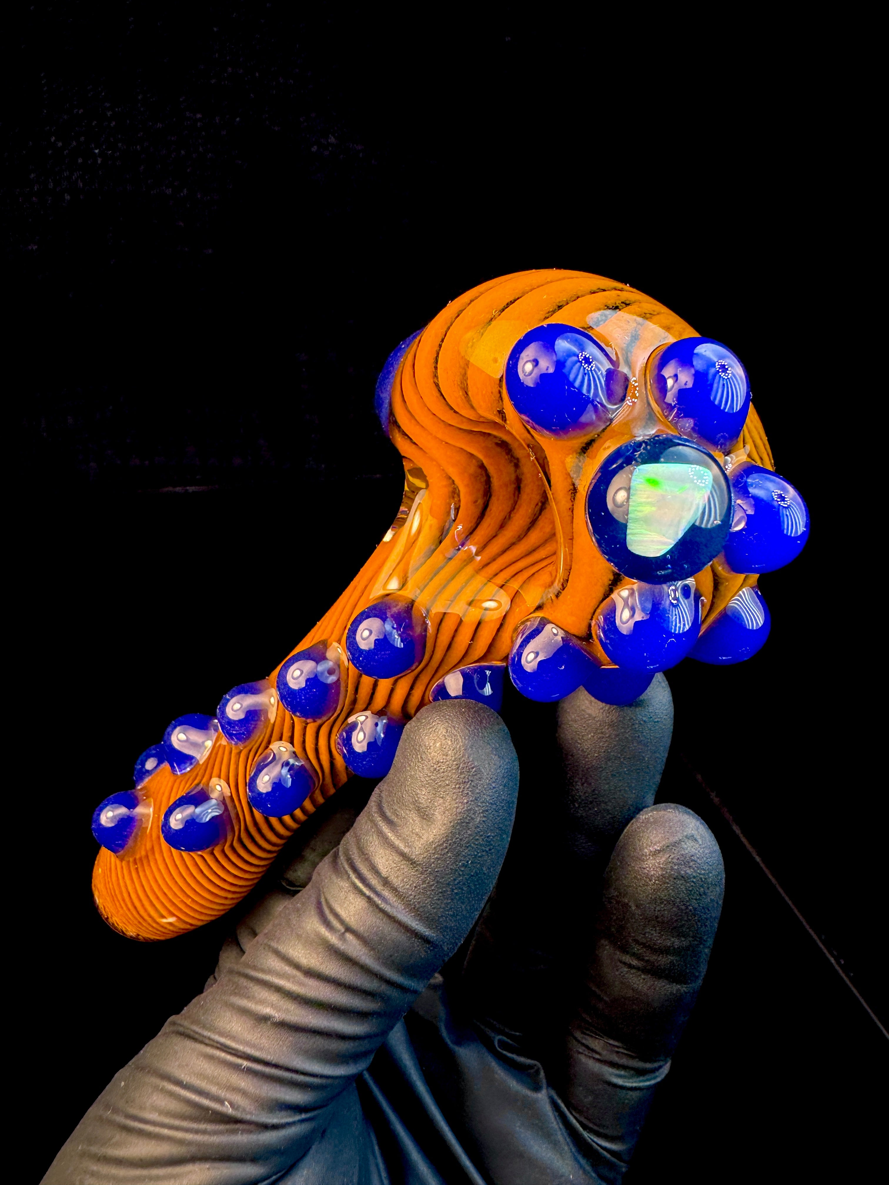 Lava x jet black Striped Opal Pipe