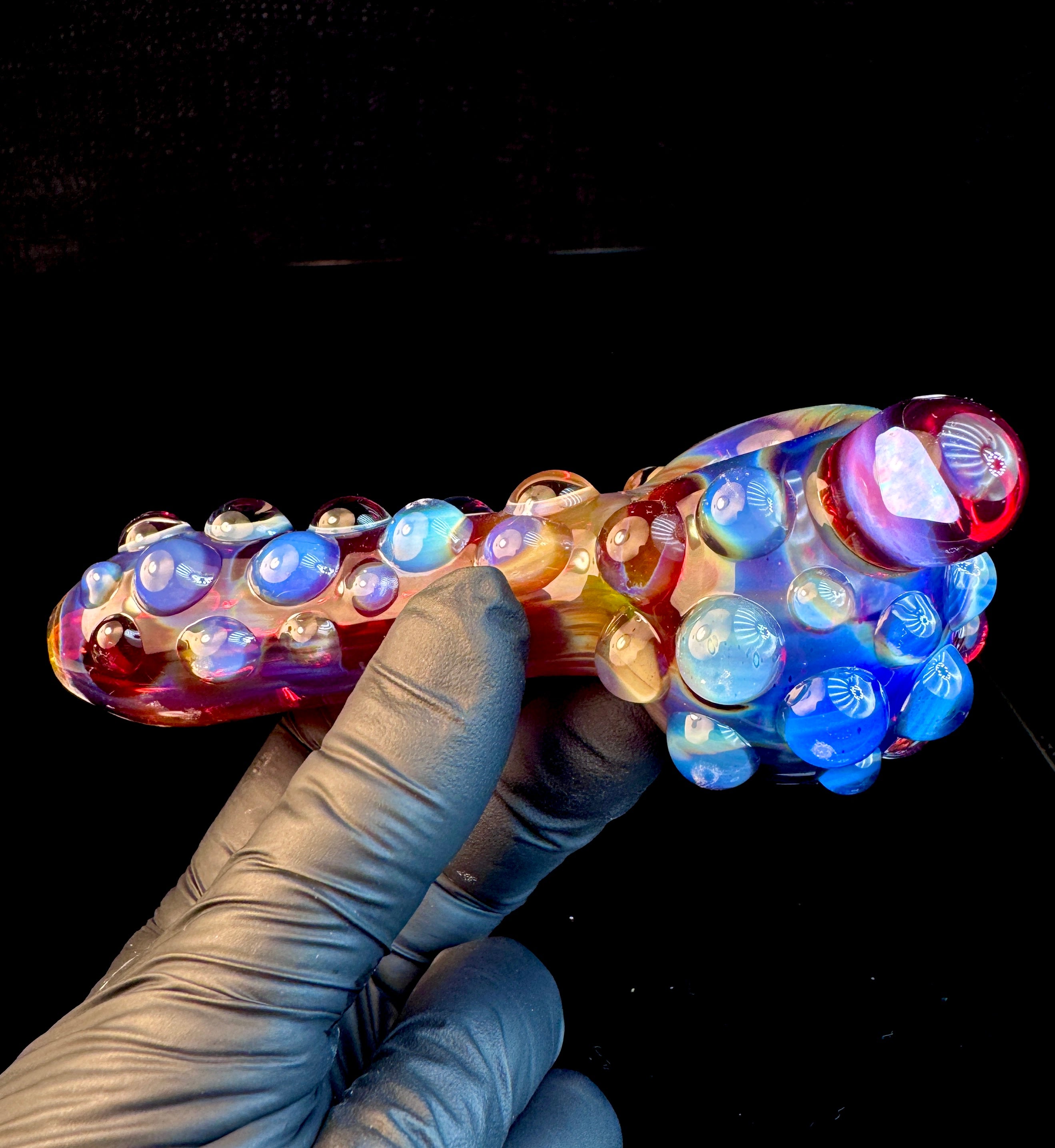 Amber purple opal pipe