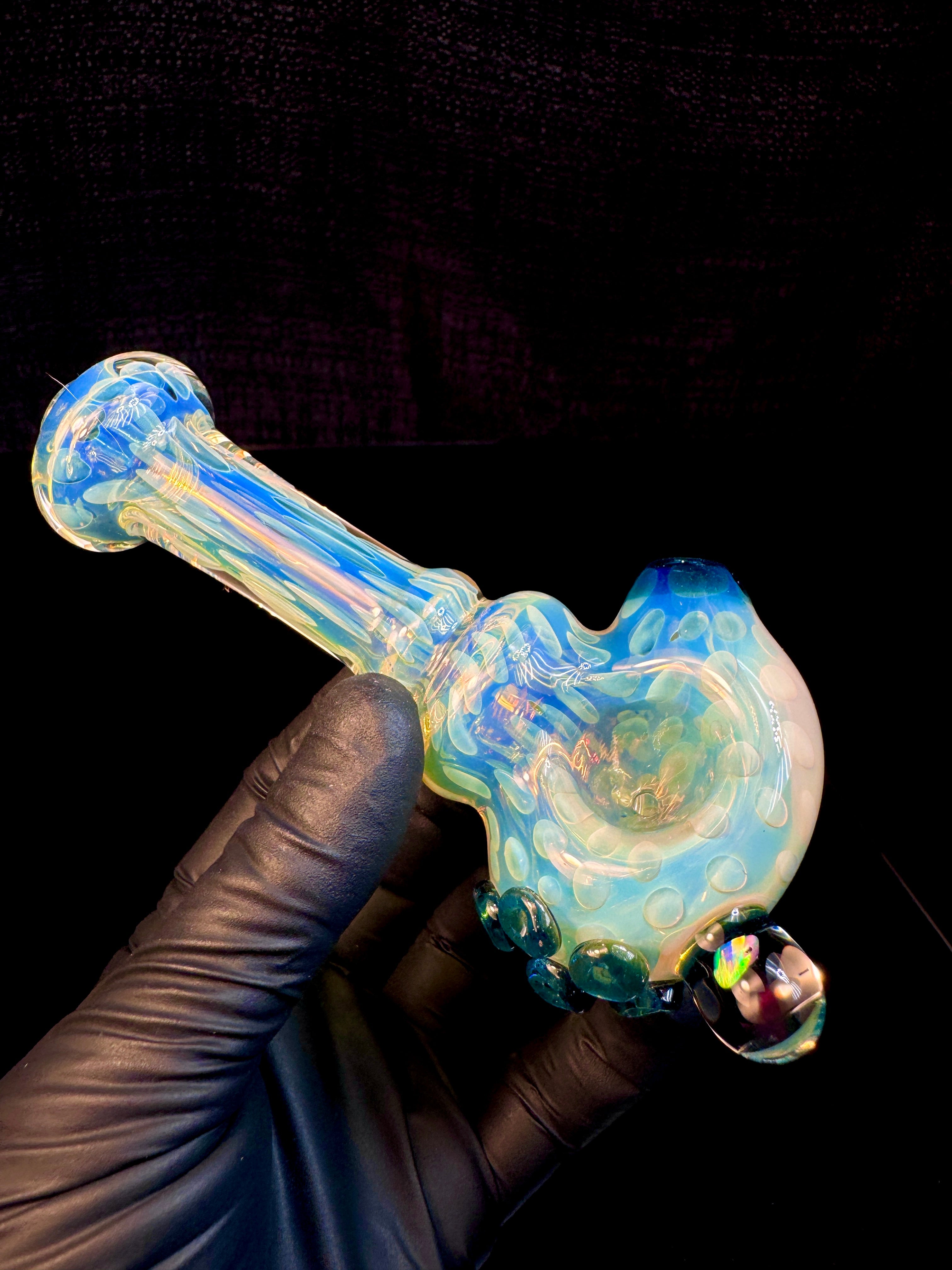 Silver Fume opal spoon x blue stardust