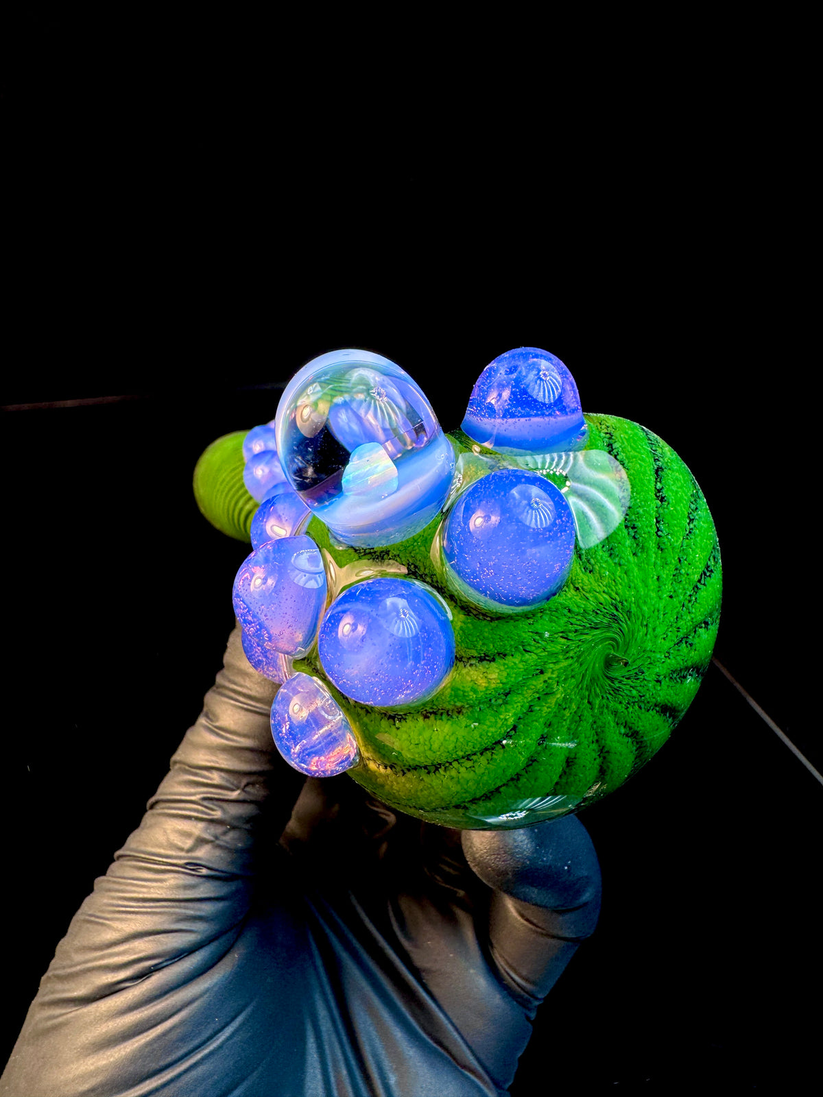 Jet black x Jade x pink slyme striped opal pipe