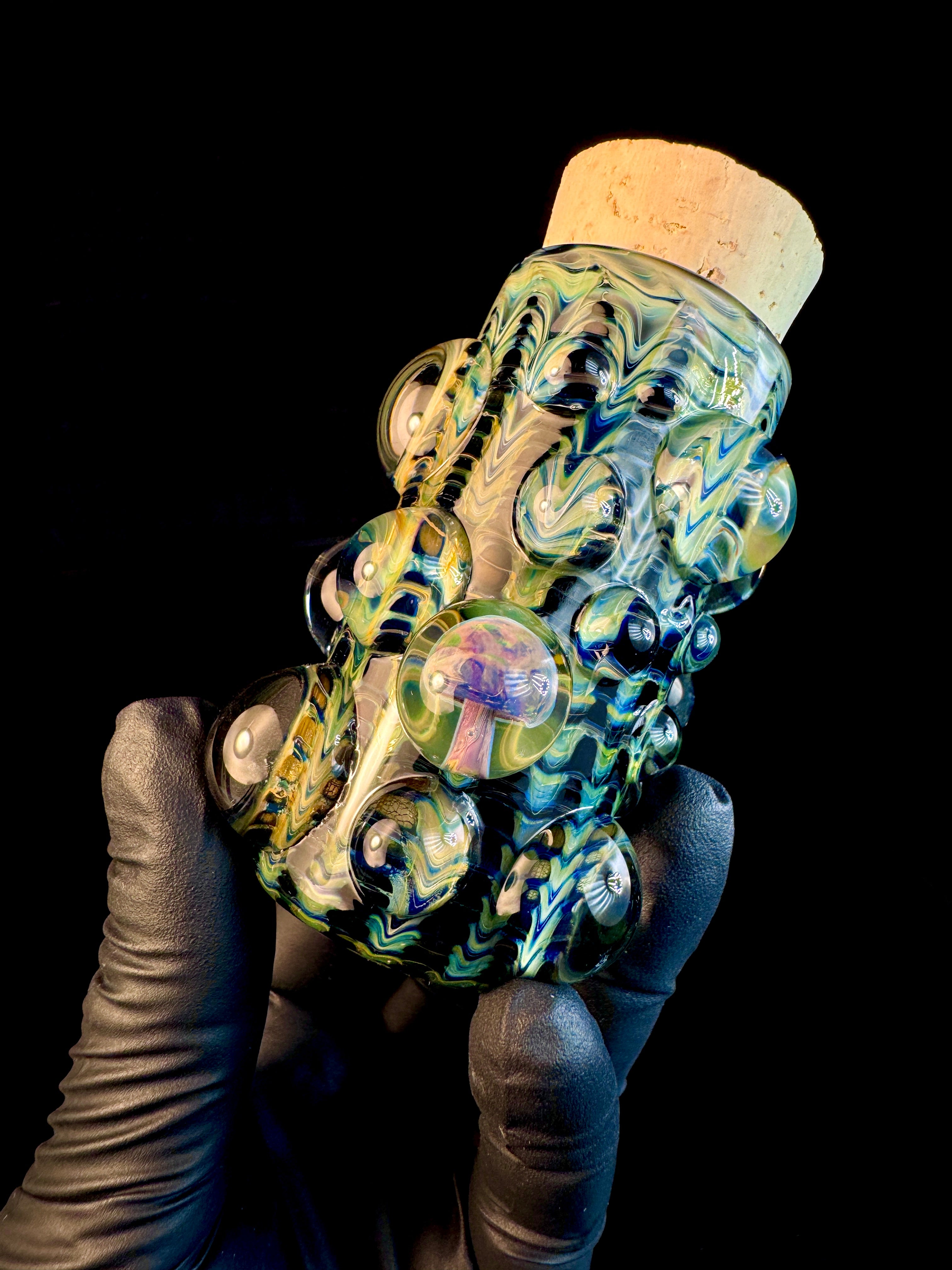 Dark web flat bottom mushroom nug Jar
