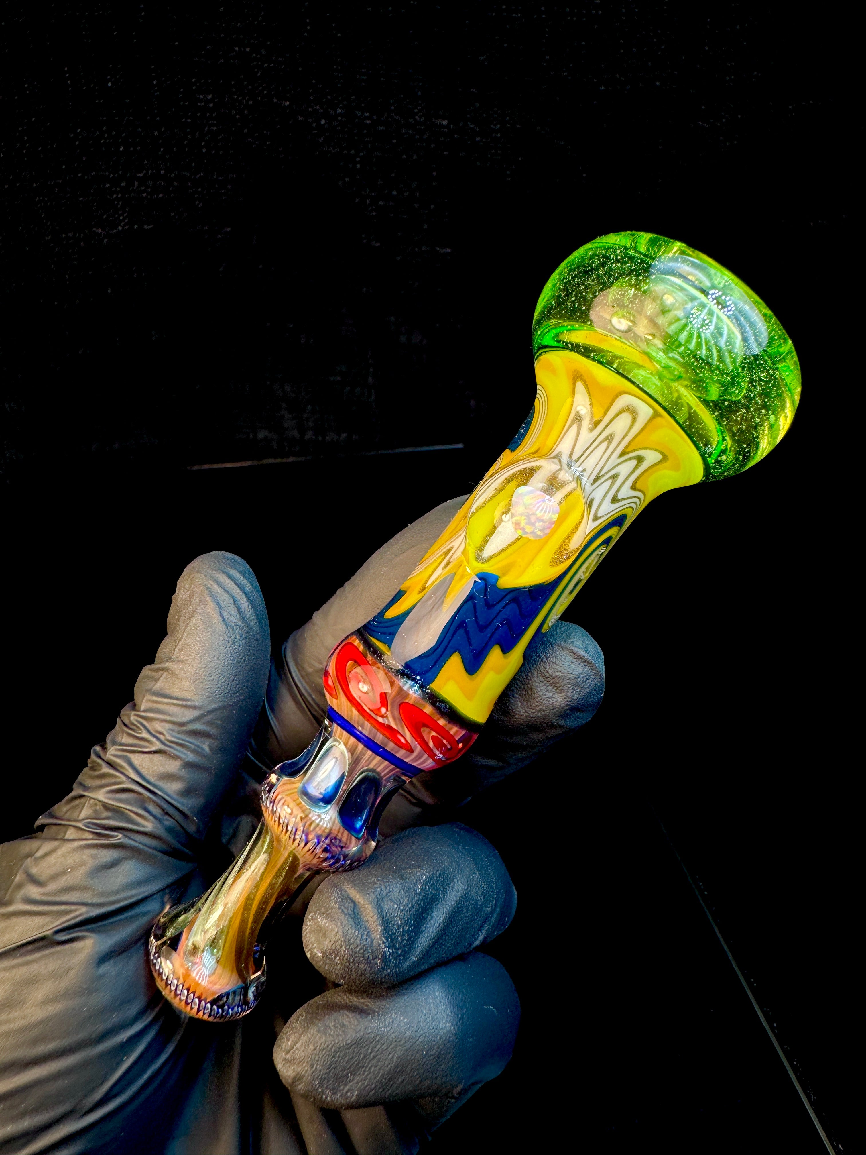 Gold fumed wigwag opal chillum
