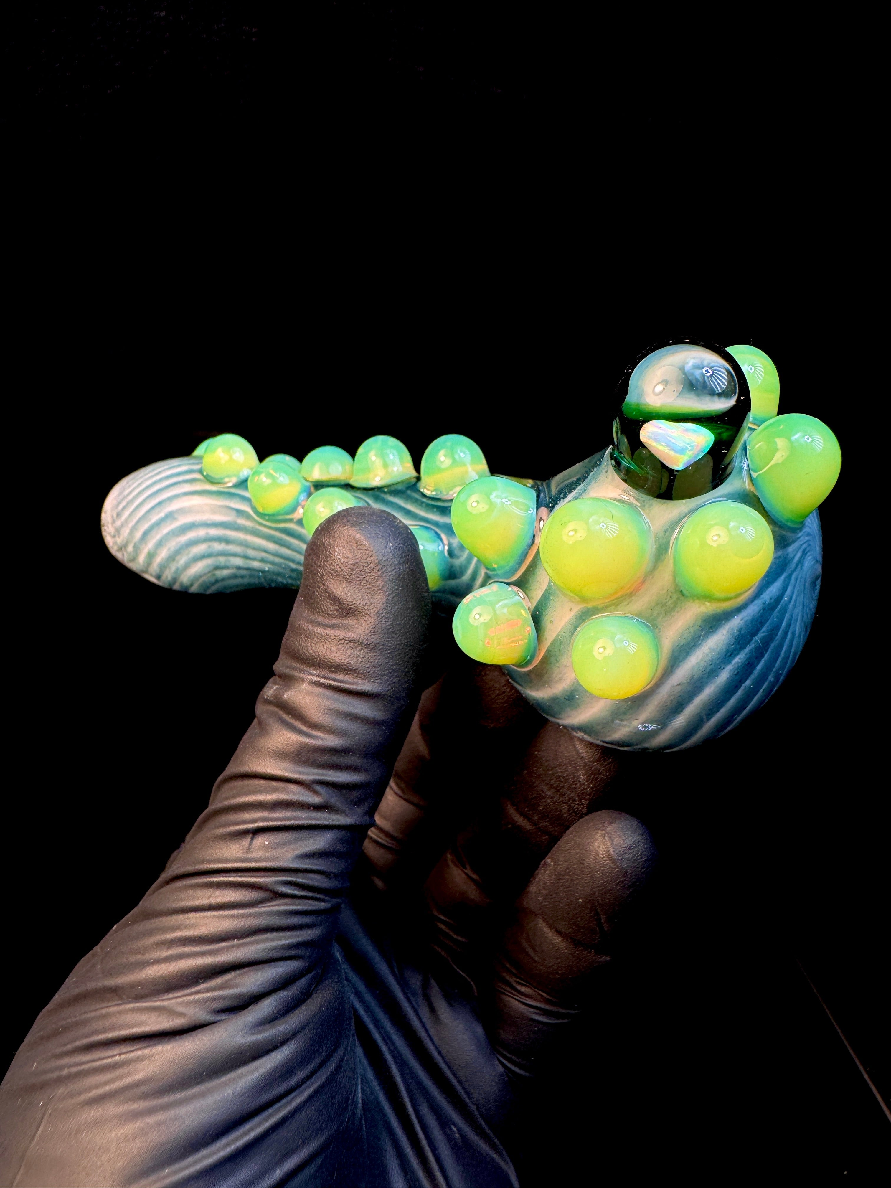 Opaque aqua x star white x slyme striped opal pipe