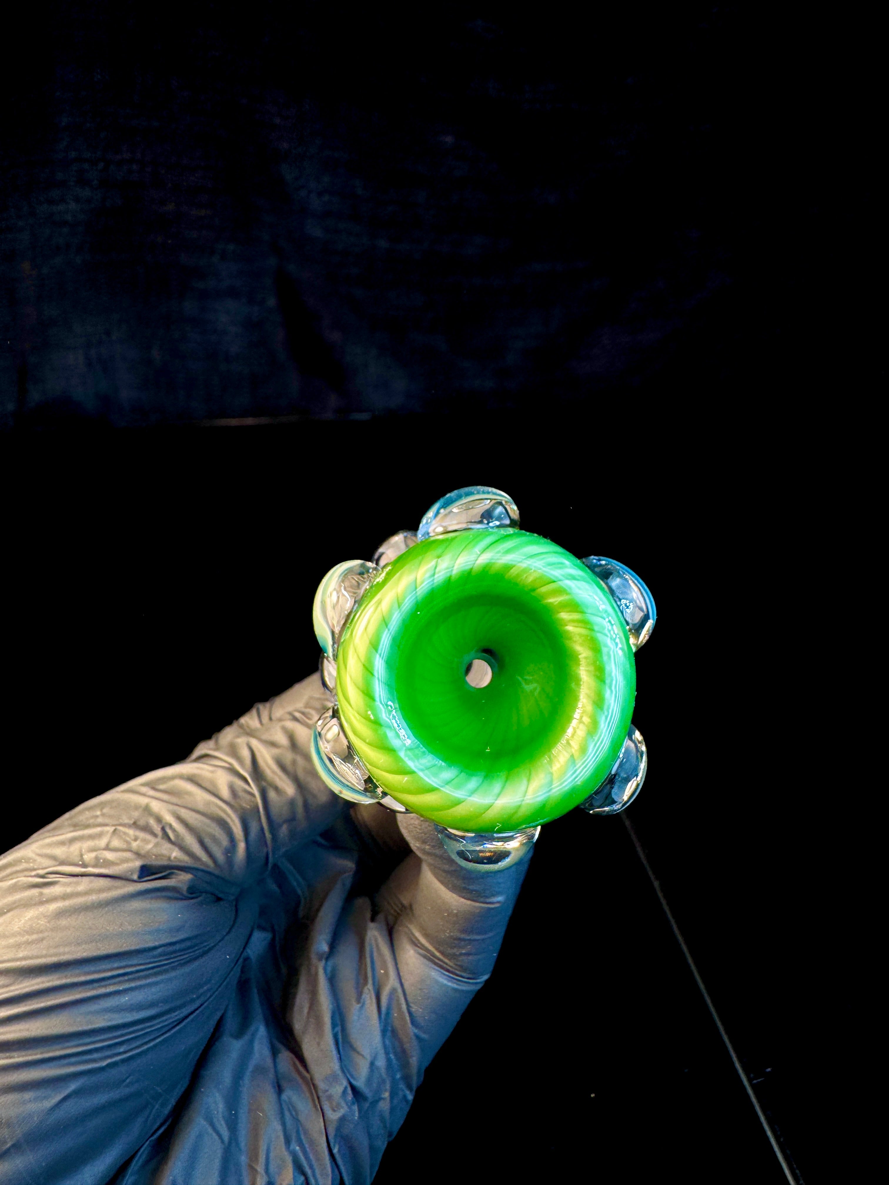 14mm Jade x Blue fade linework dot bowl