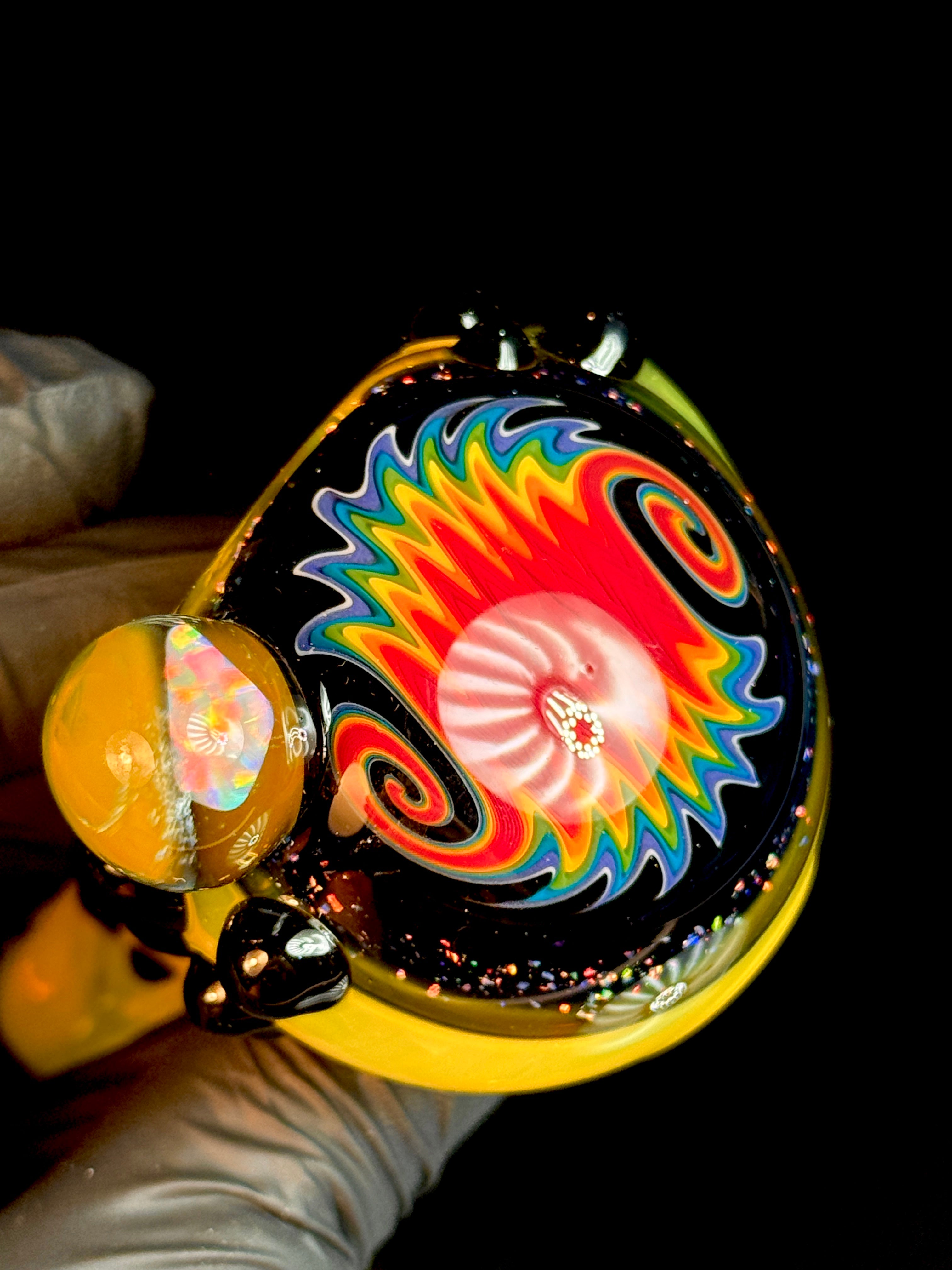 Lemon wigwag opal pipe