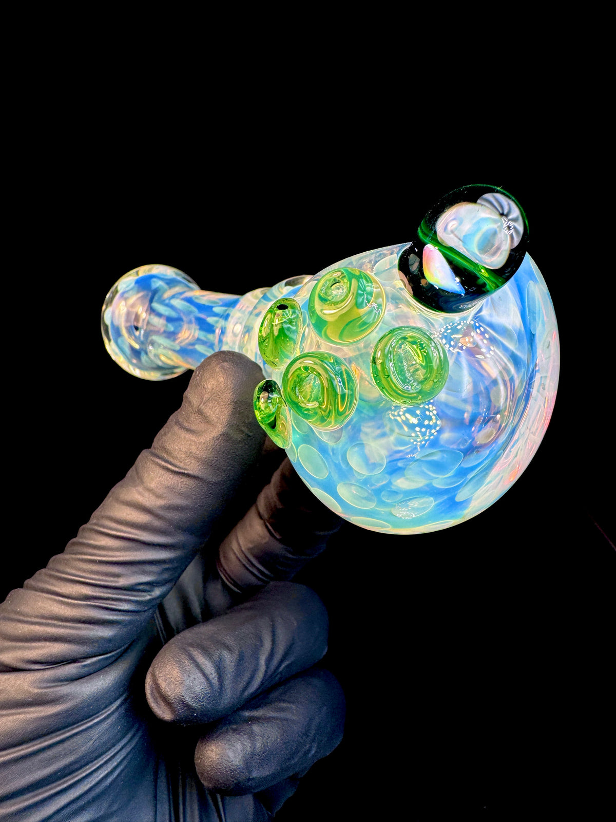 Silver Fume x Green stardust opal spoon
